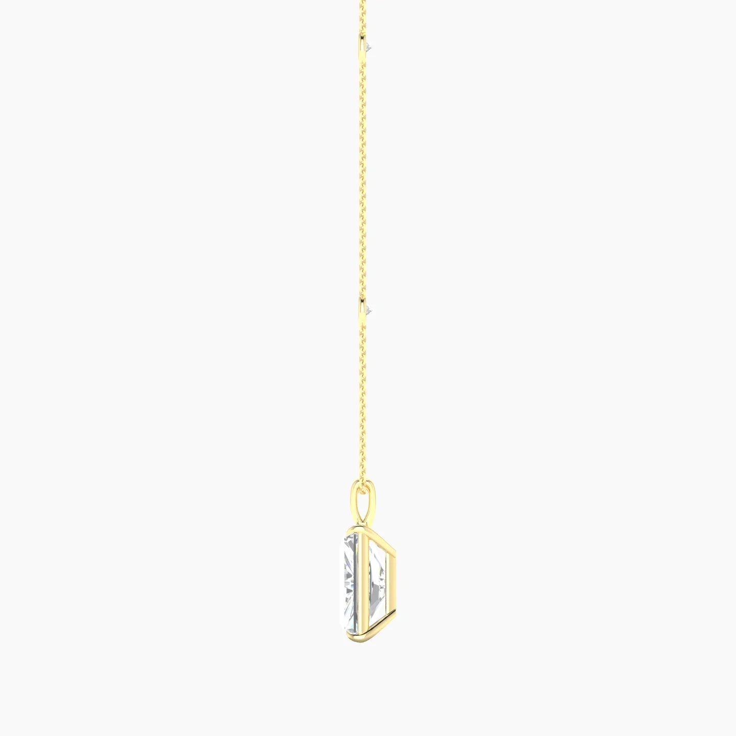 Hanging Solitaire with Sautoir | 18k Yellow Gold 5 ct Radiant Cut Pendant Setting