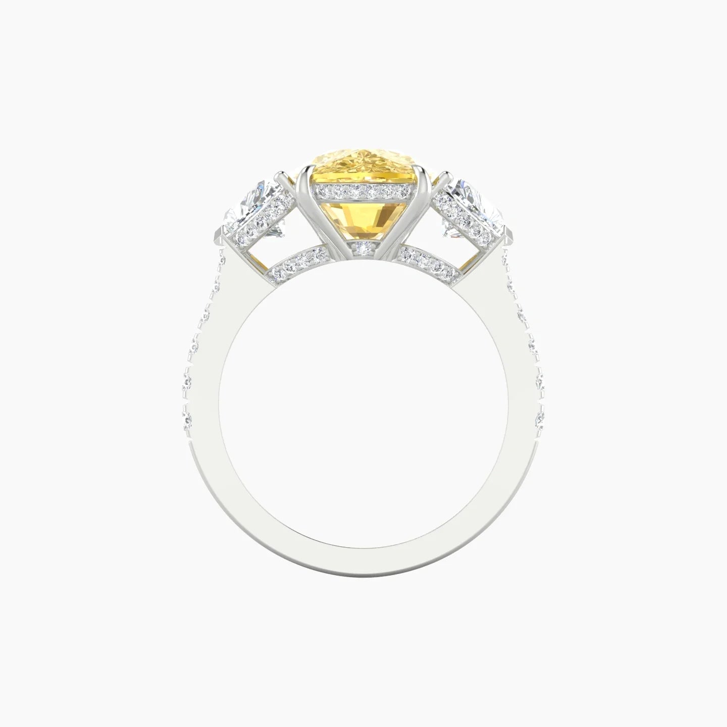 Heart Trilogy with Reverse Shank | 18k White Gold 5 ct Cushion Cut Ring