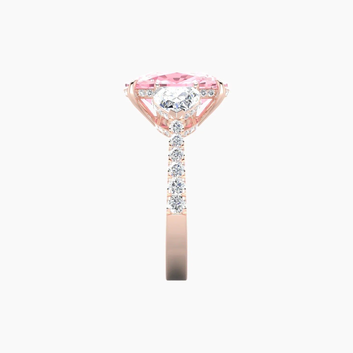 Heart Trilogy with Reverse Shank | 18k Rose Gold 5 ct Cushion Cut Ring