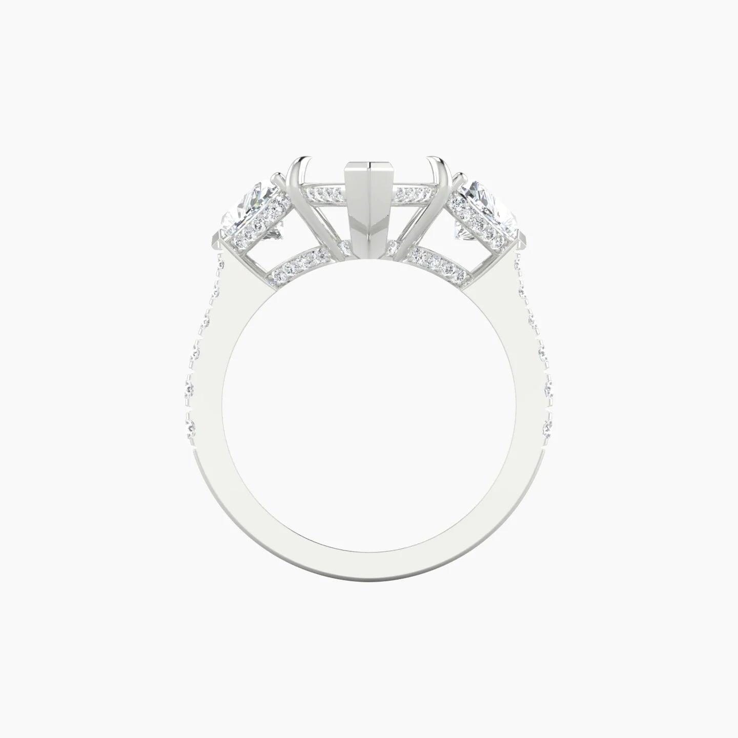 Heart Trilogy with Reverse Shank | 18k White Gold 5-7.99 ct Marquise Cut Ring Setting