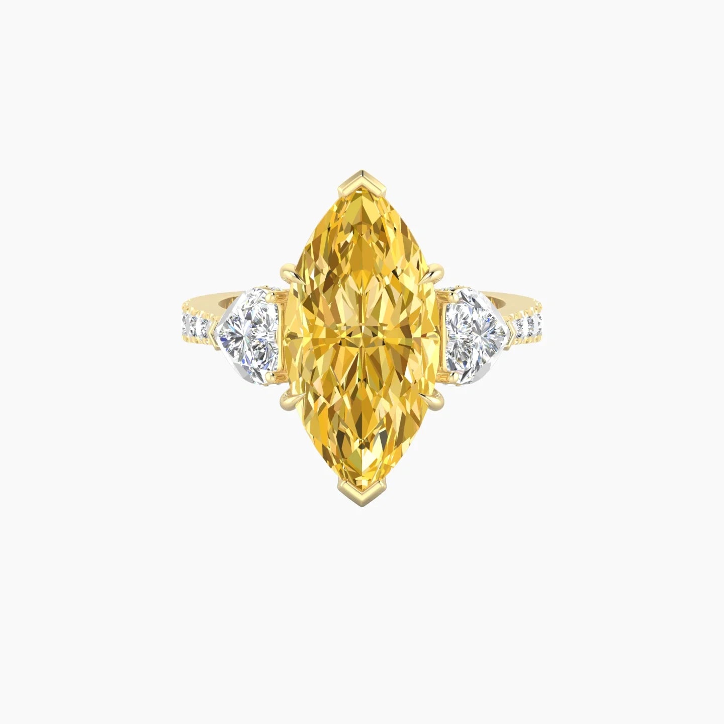 Heart Trilogy with Reverse Shank | 18k Yellow Gold 5 ct Marquise Cut Ring