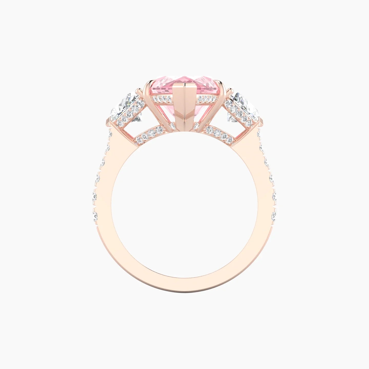 Intricate Heart Trilogy with Reverse Shank | 18k Rose Gold 5 ct Marquise White Lab Diamond Ring