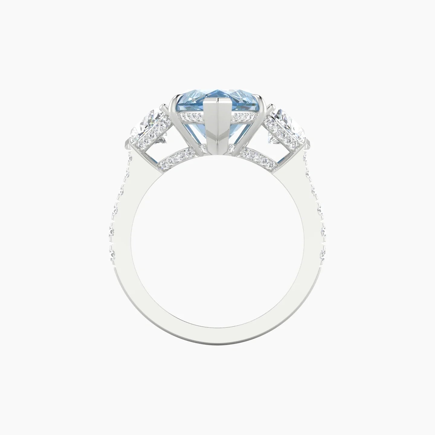 Heart Trilogy with Reverse Shank | 18k White Gold 5 ct Marquise Cut Ring