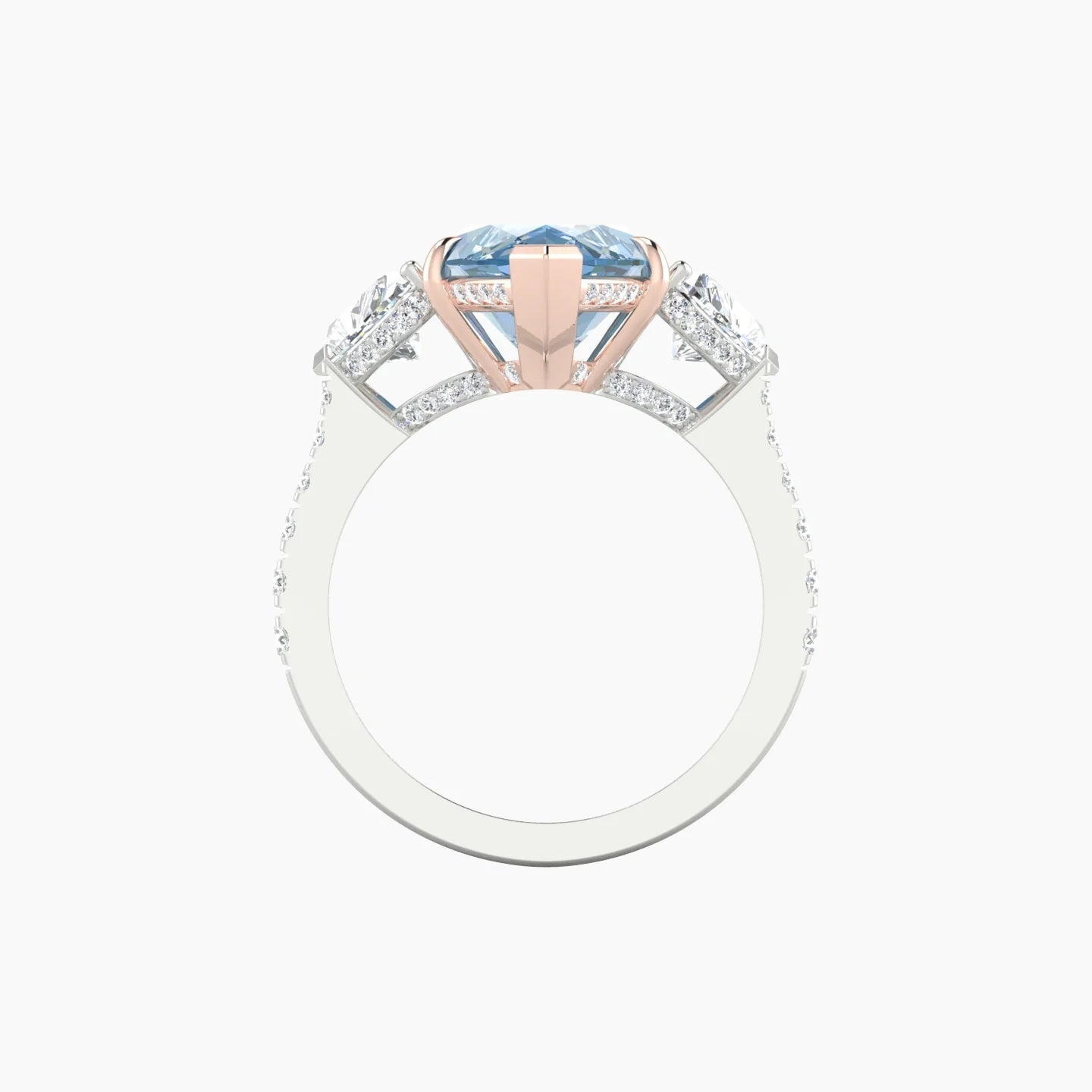 Heart Trilogy with Reverse Shank | 18k White & Rose Gold 5 ct Marquise Cut Ring
