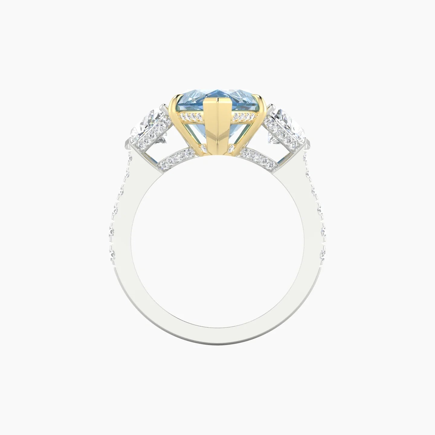 Heart Trilogy with Reverse Shank | 18k White & Yellow Gold 5 ct Marquise Cut Ring