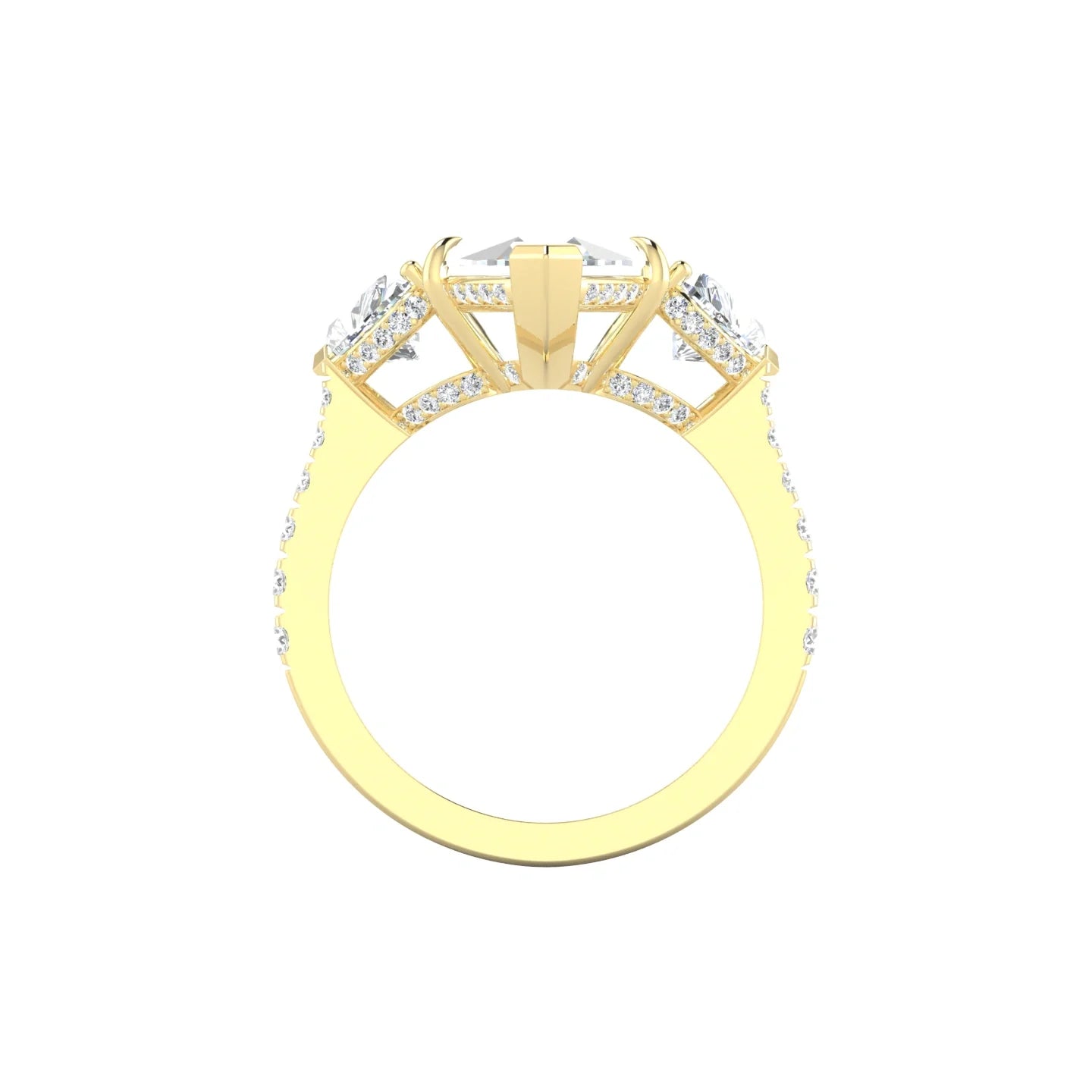 Heart Trilogy with Reverse Shank | 18k Yellow Gold 5 ct Marquise Cut Ring