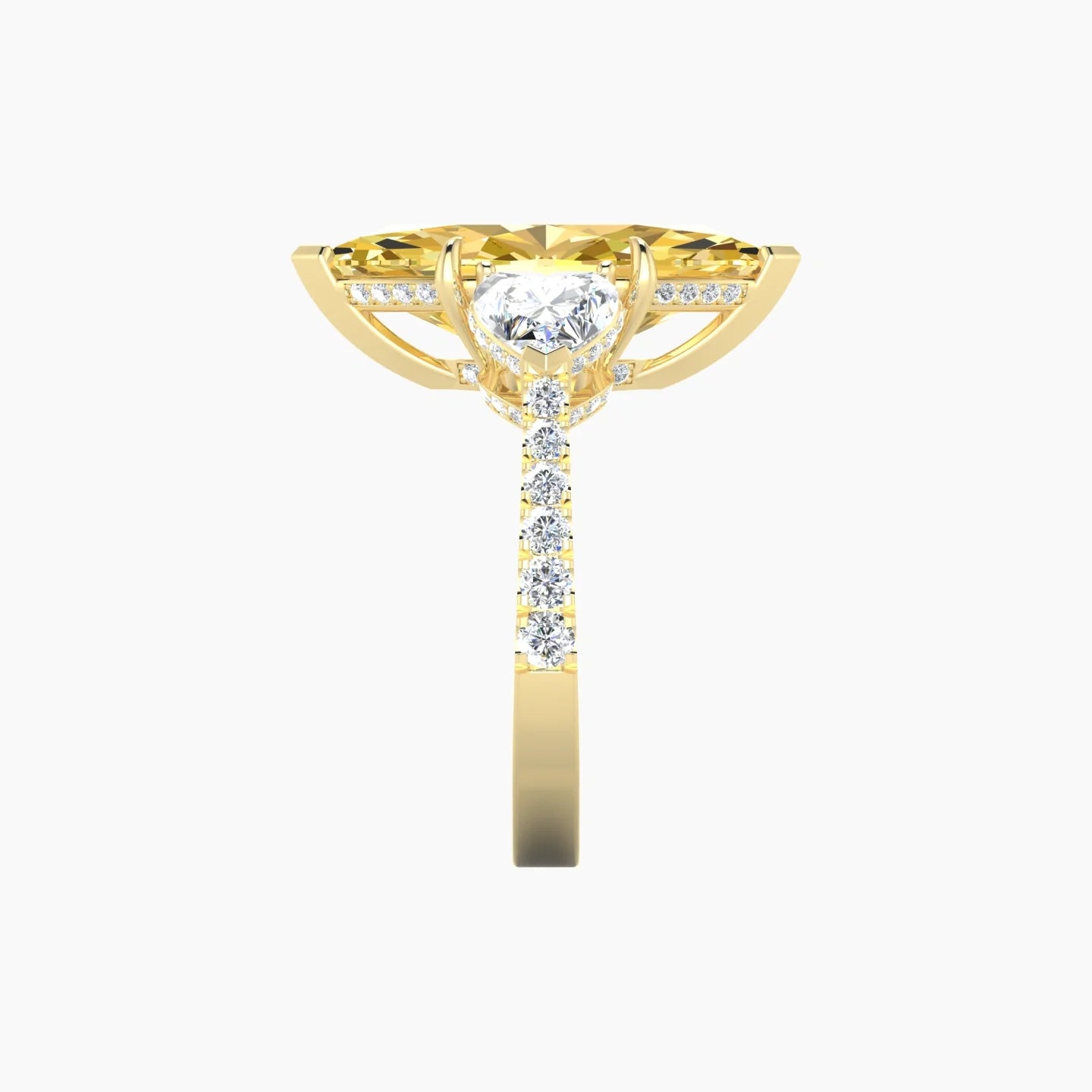 Heart Trilogy with Reverse Shank | 18k Yellow Gold 5 ct Marquise Cut Ring