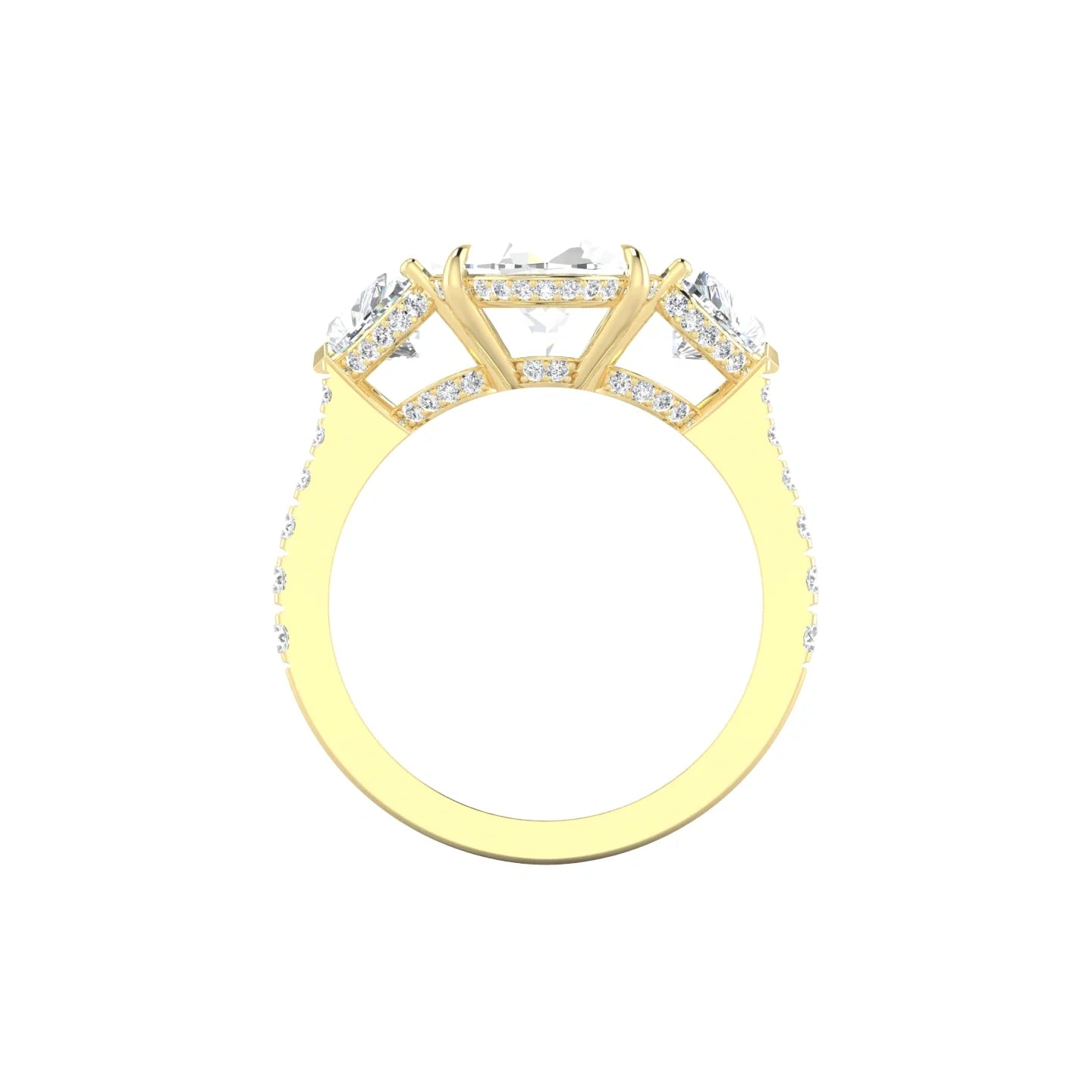 Intricate Heart Trilogy with Reverse Shank | 18k Yellow Gold 5 ct Oval White Lab Diamond Ring