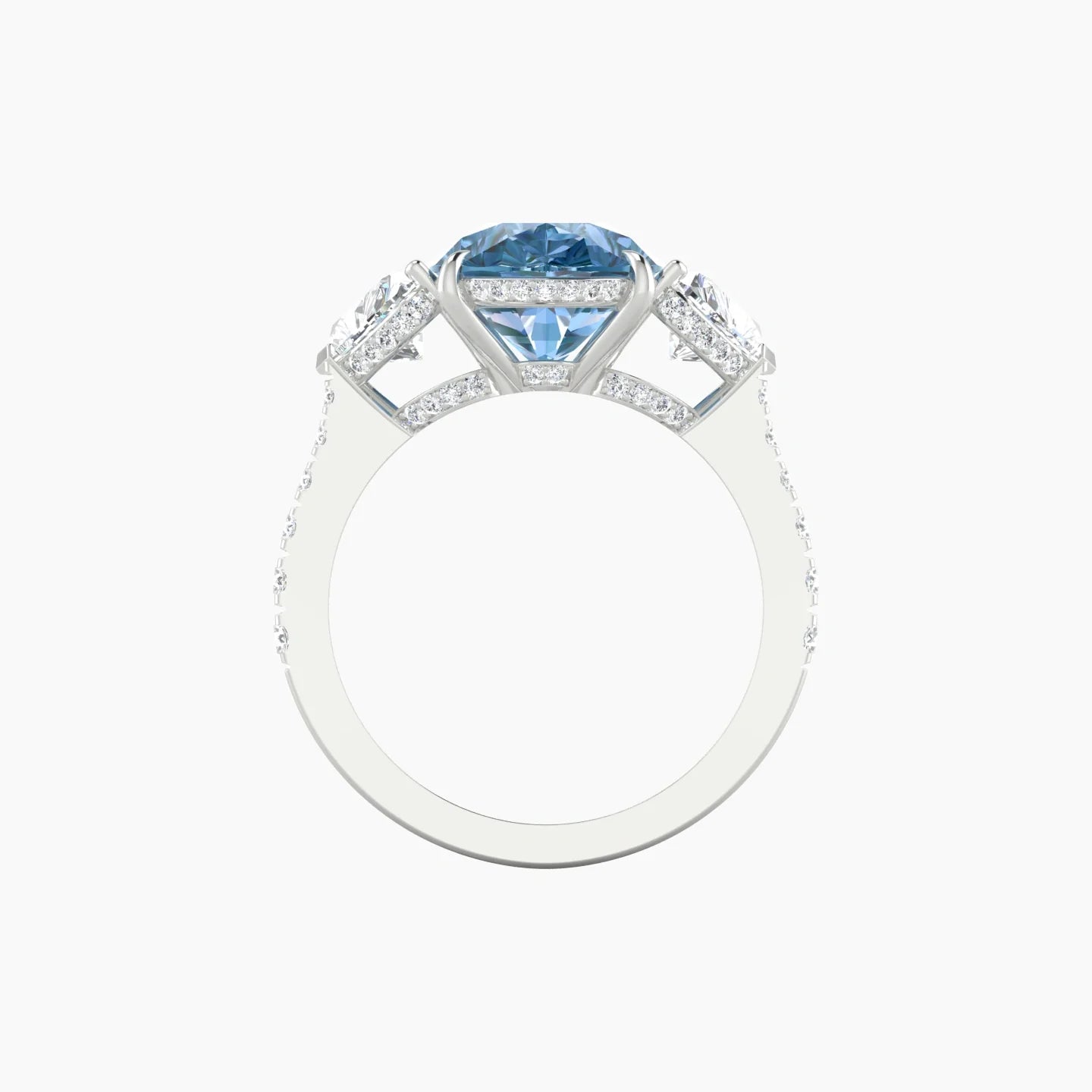 Heart Trilogy with Reverse Shank | 18k White Gold 5 ct Pear Cut Ring