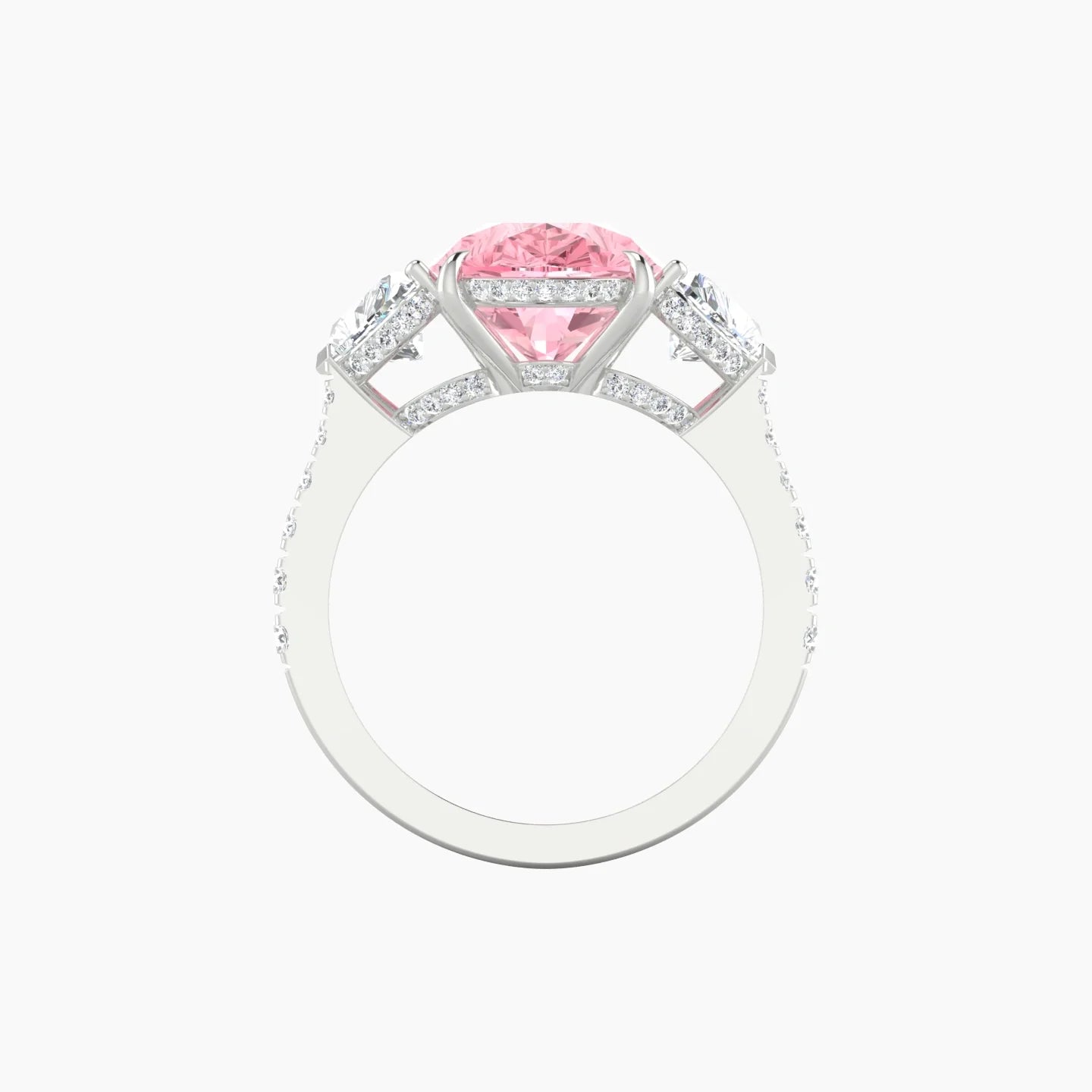 Intricate Heart Trilogy with Reverse Shank | 18k White Gold 5 ct Pear Blue Lab Diamond Ring