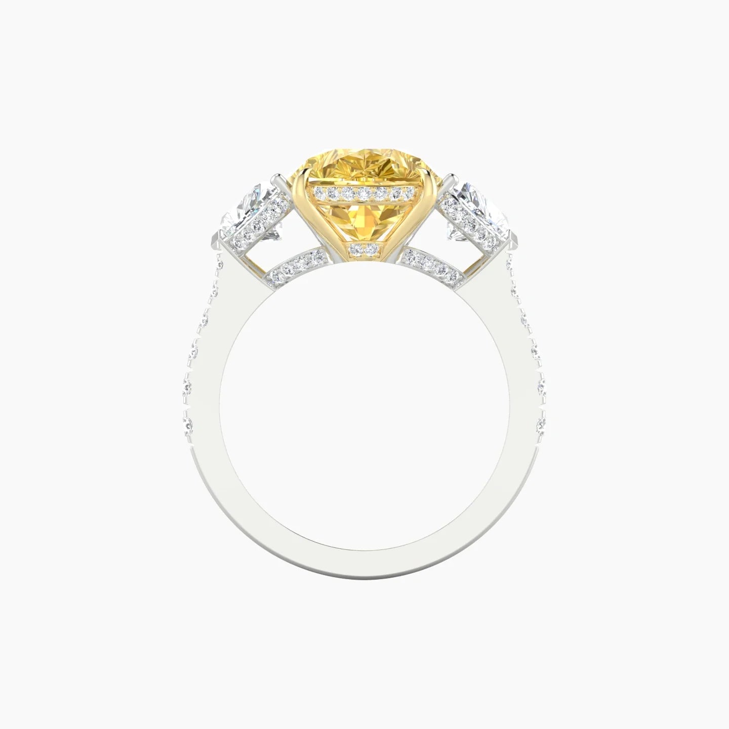 Heart Trilogy with Reverse Shank | 18k White & Yellow Gold 5 ct Pear Cut Ring