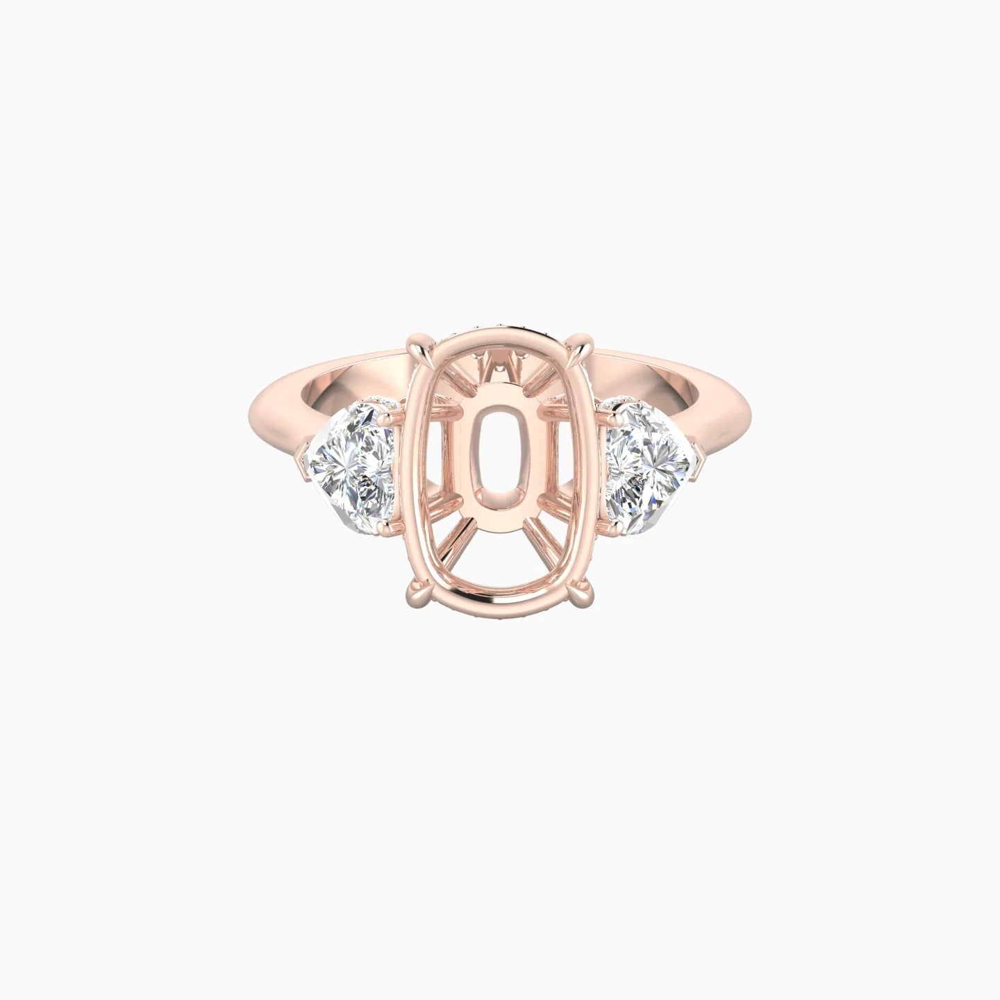 Heart Trilogy | 18k Rose Gold 5-7.99 ct Cushion Cut Ring Setting