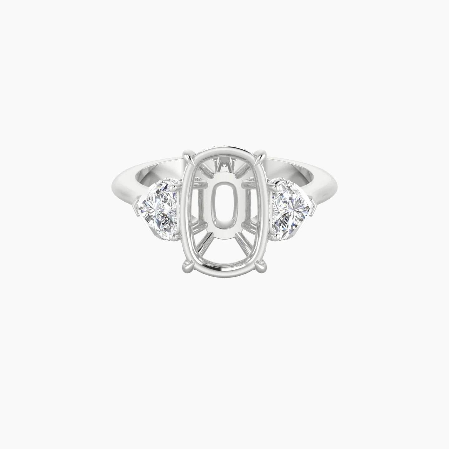 Heart Trilogy | 18k White Gold 5-7.99 ct Cushion Cut Ring Setting