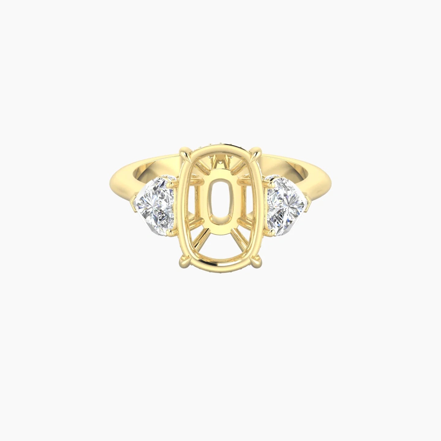 Heart Trilogy | 18k Yellow Gold 5-7.99 ct Cushion Cut Ring Setting
