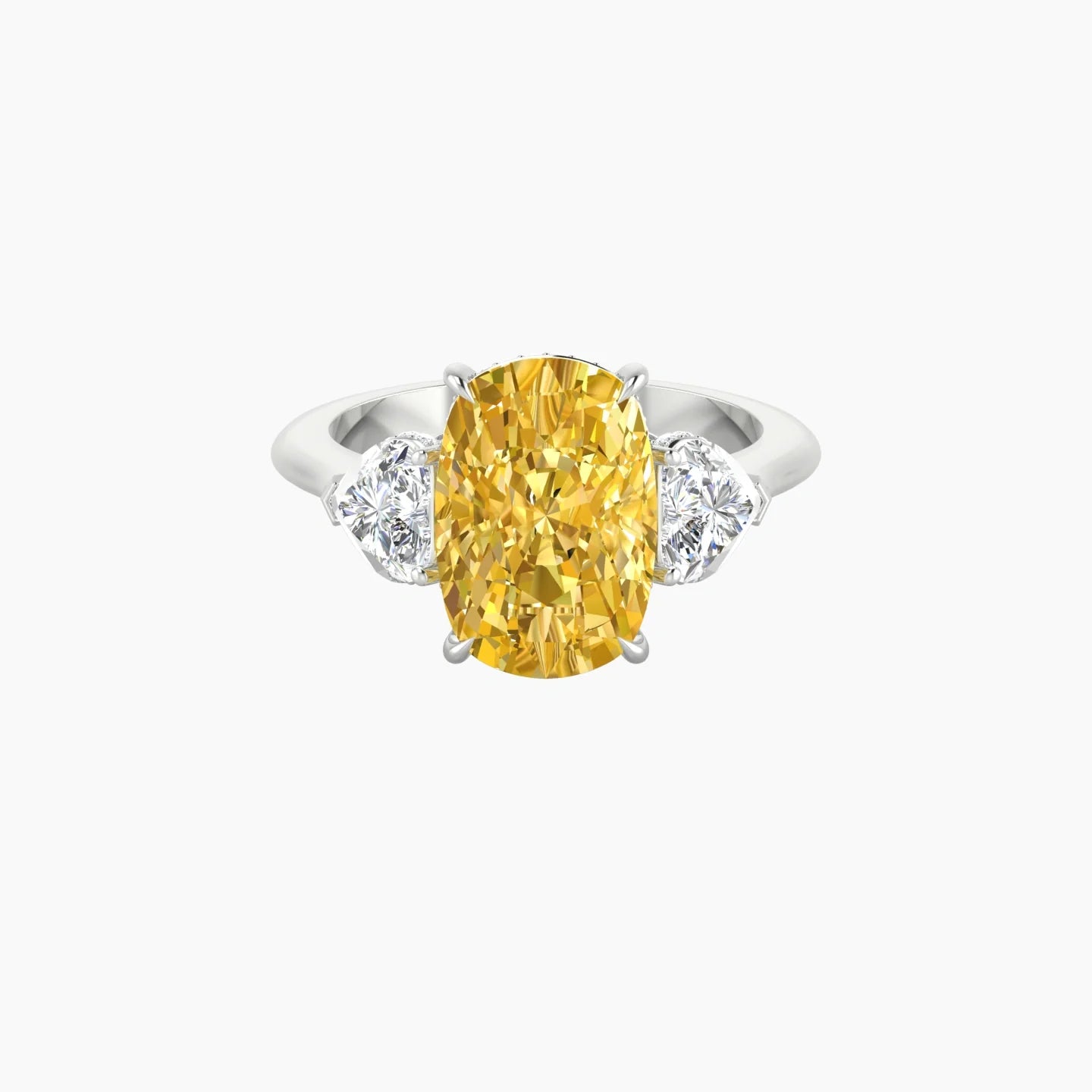 Heart Trilogy | 18k White Gold 5 ct Cushion Cut Ring