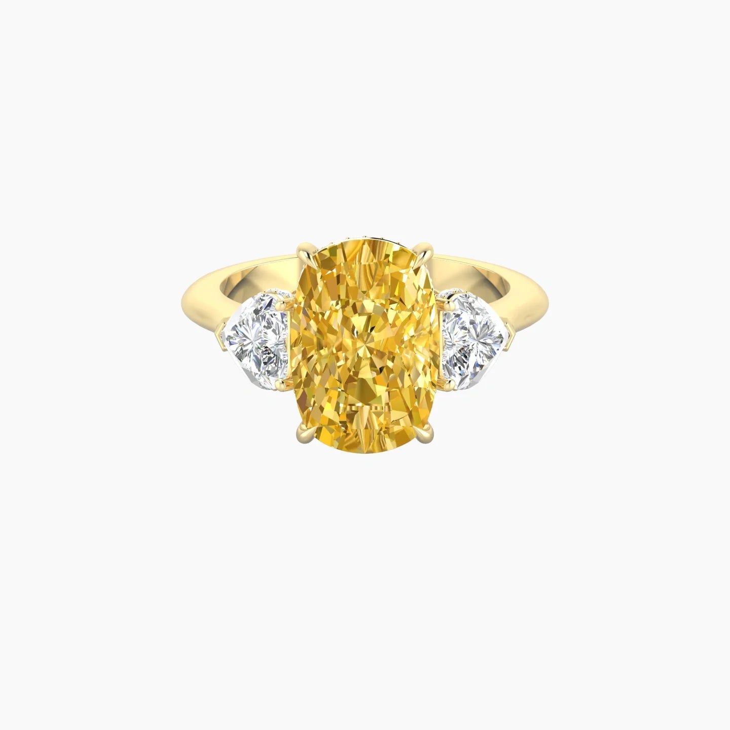 Heart Trilogy | 18k Yellow Gold 5 ct Cushion Cut Ring