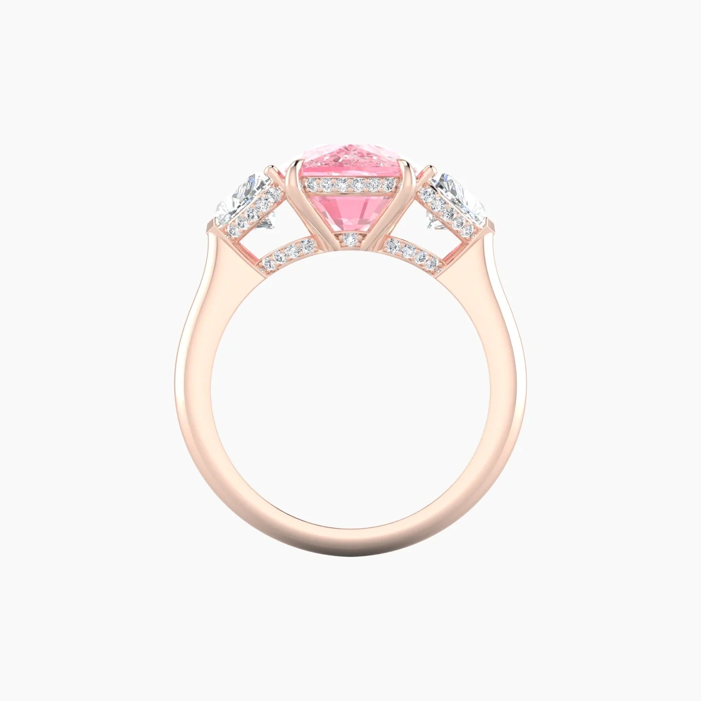 Heart Trilogy | 18k Rose Gold 5 ct Cushion Cut Ring