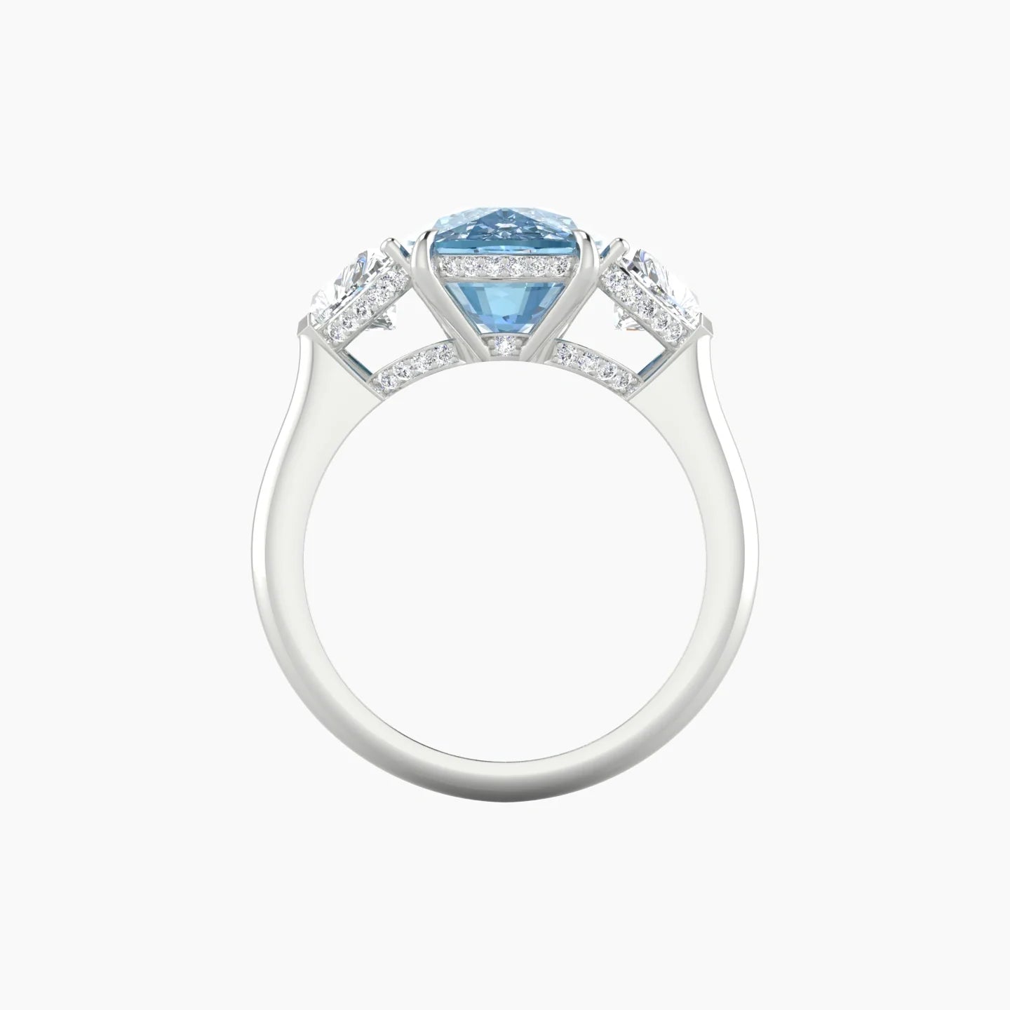 Heart Trilogy | 18k White Gold 5 ct Cushion Cut Ring