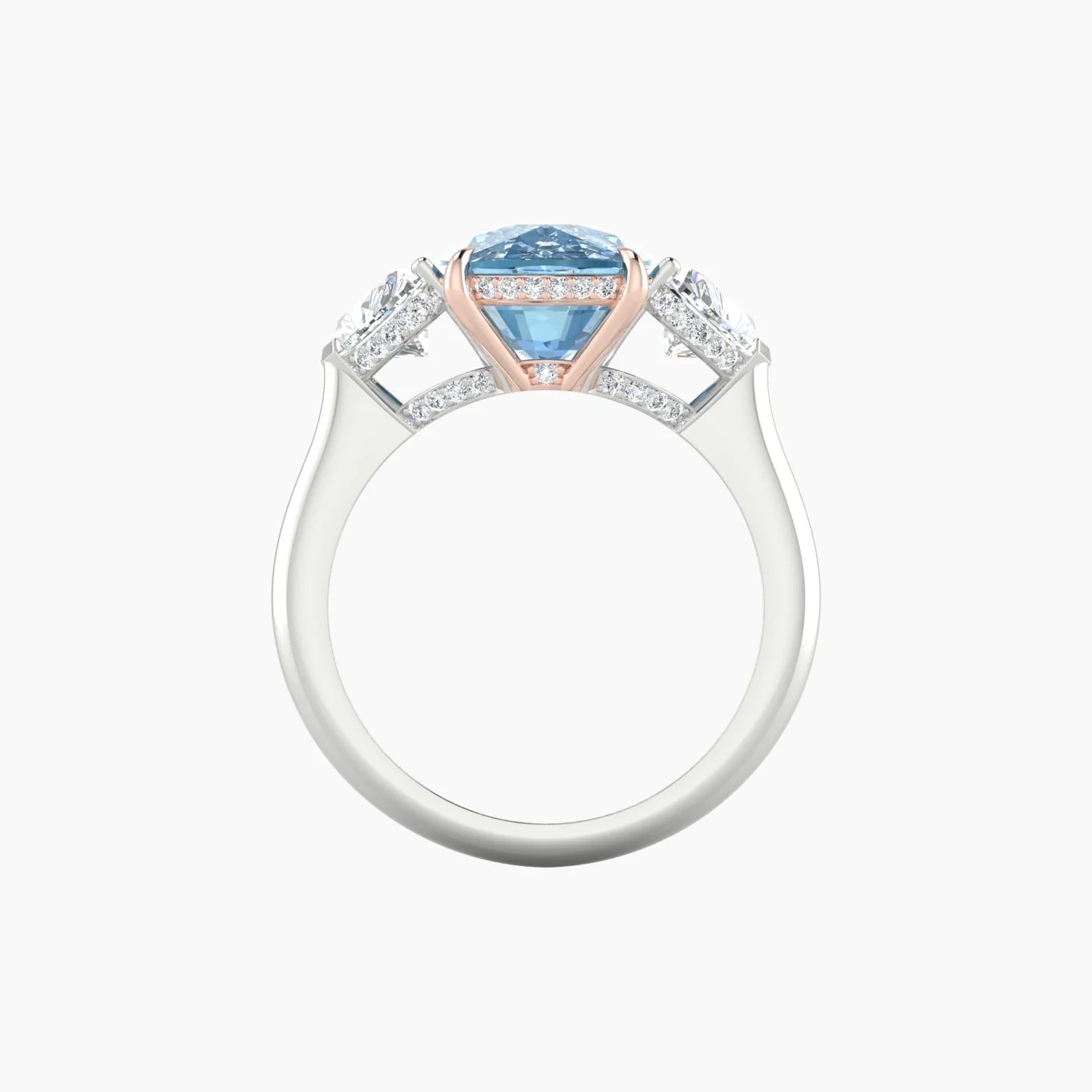 Heart Trilogy | 18k White & Rose Gold 5 ct Cushion Cut Ring