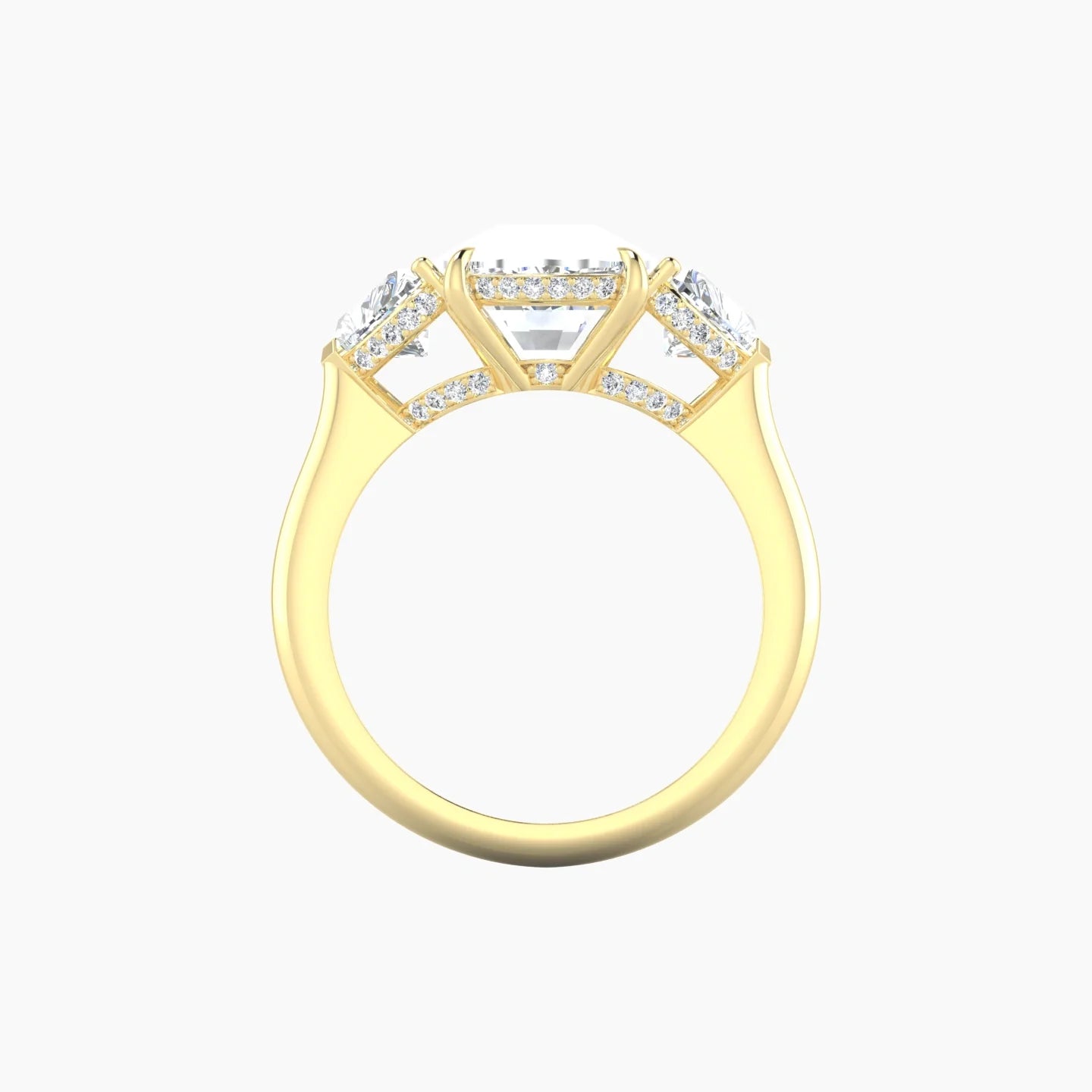 Heart Trilogy | 18k Yellow Gold 5 ct Cushion Cut Ring
