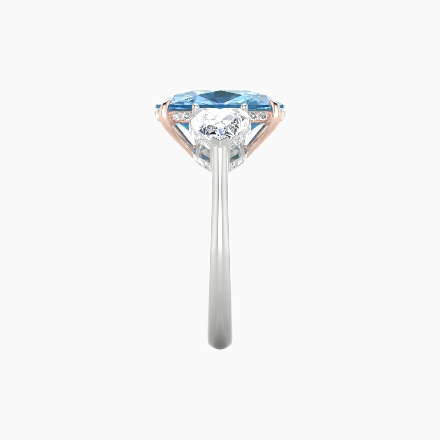 Heart Trilogy | 18k White & Rose Gold 5 ct Cushion Cut Ring