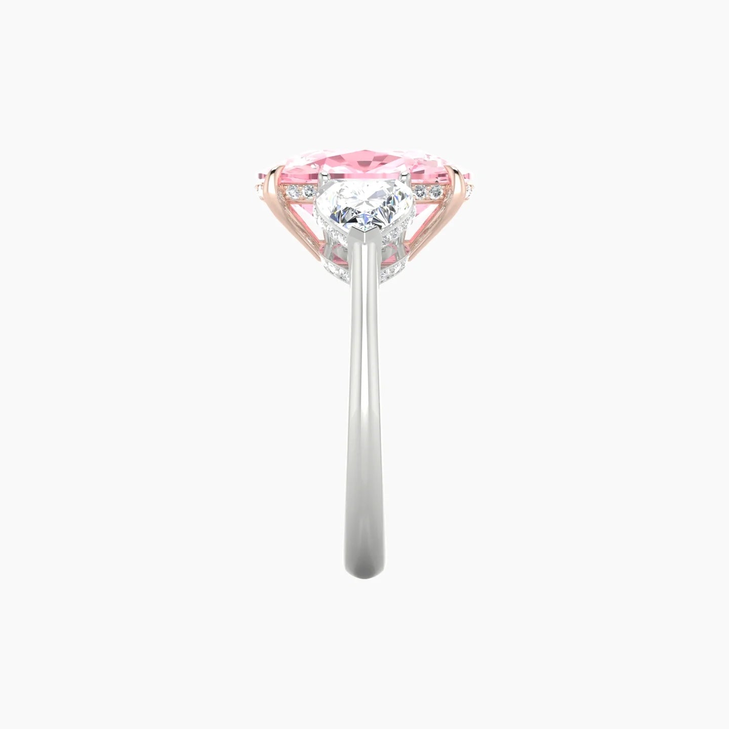 Heart Trilogy | 18k White & Rose Gold 5 ct Cushion Cut Ring