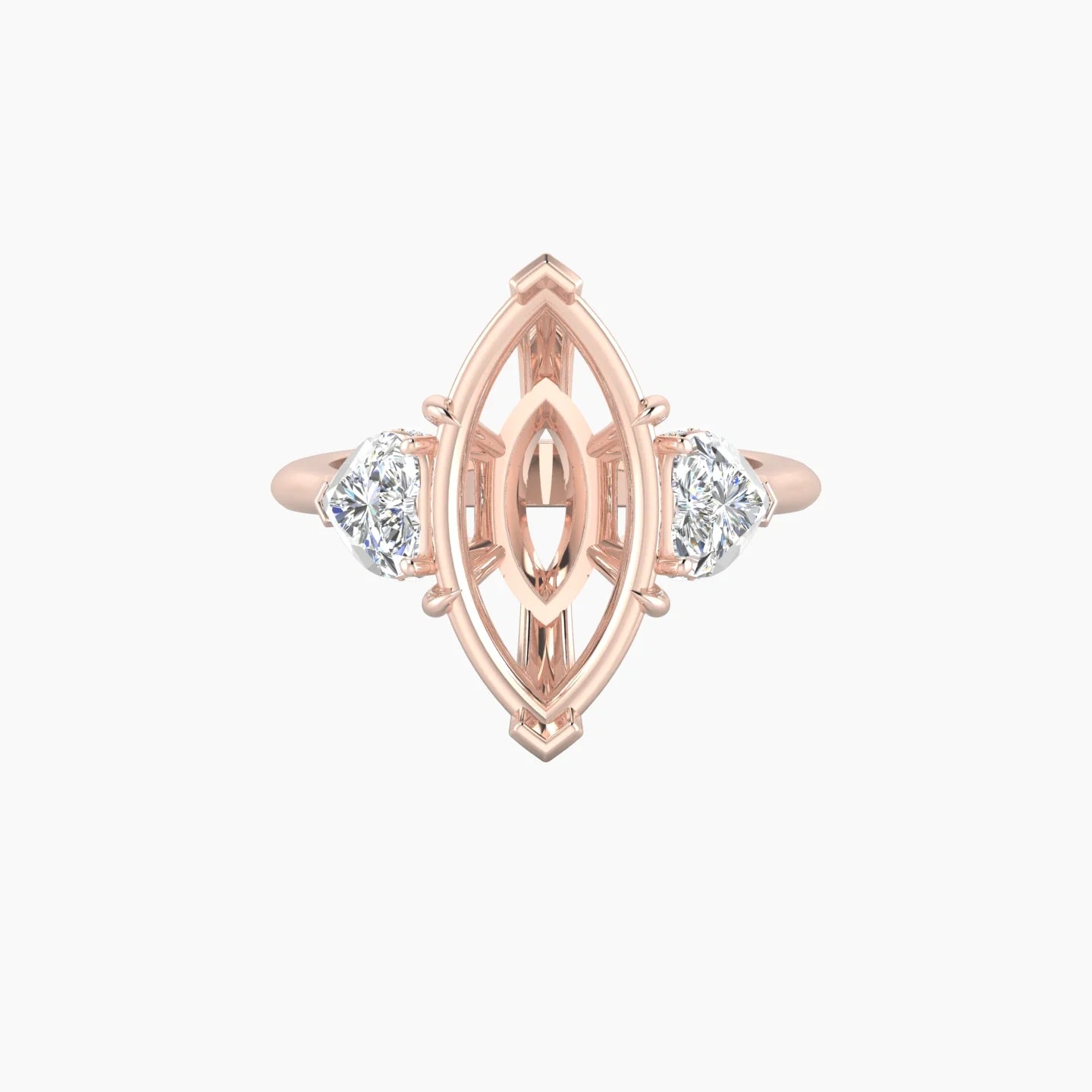 Heart Trilogy | 18k Rose Gold 5-7.99 ct Marquise Cut Ring Setting
