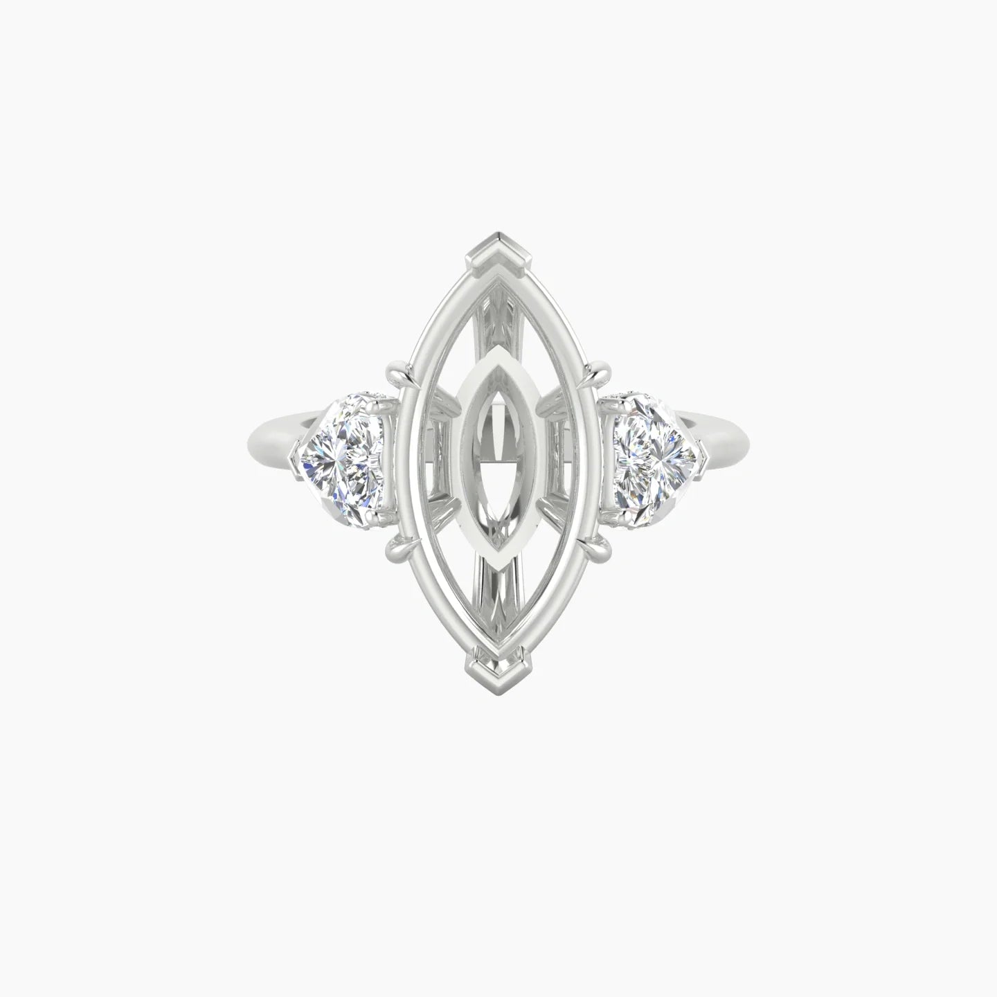 Heart Trilogy | 18k White Gold 5-7.99 ct Marquise Cut Ring Setting