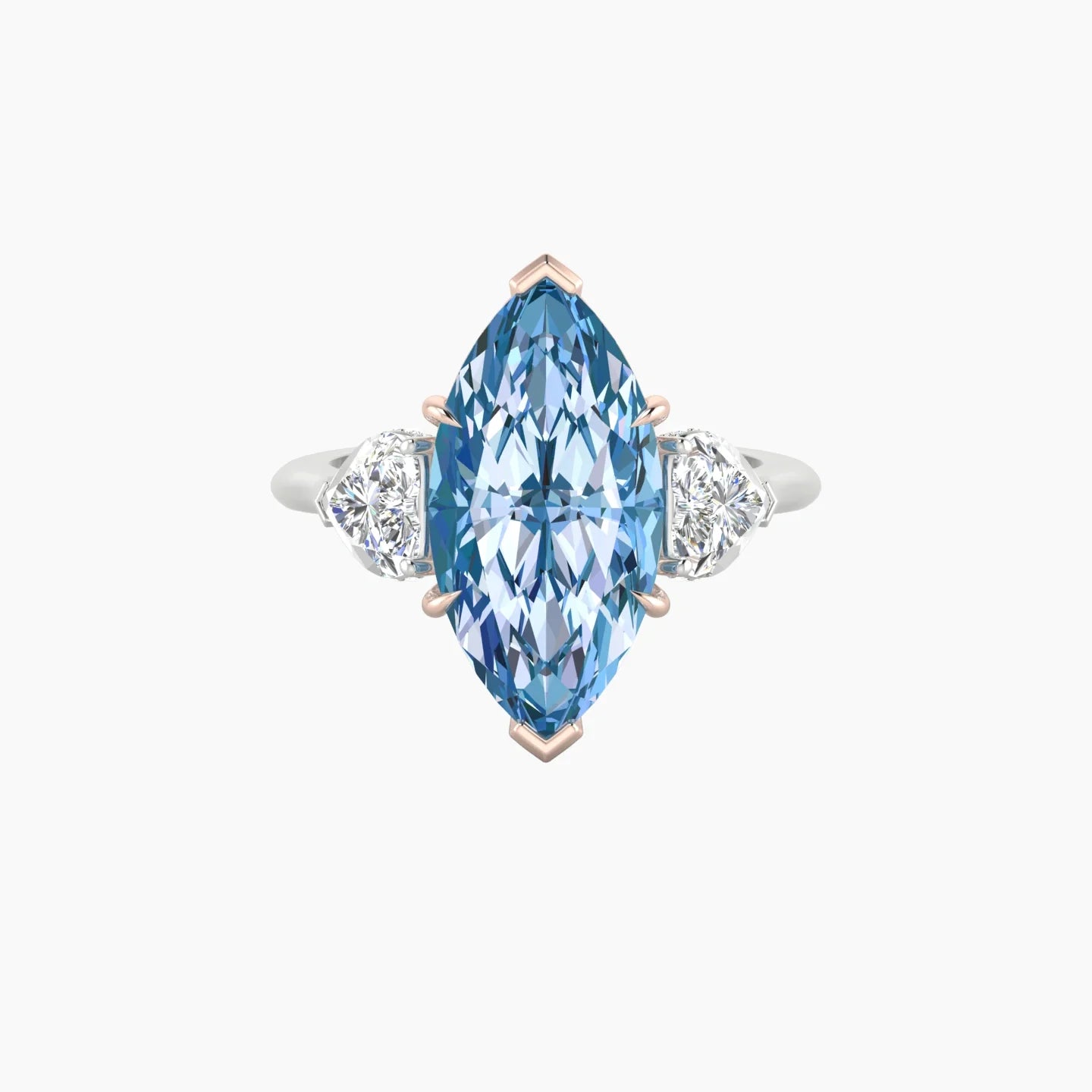 Heart Trilogy | 18k White & Rose Gold 5 ct Marquise Cut Ring