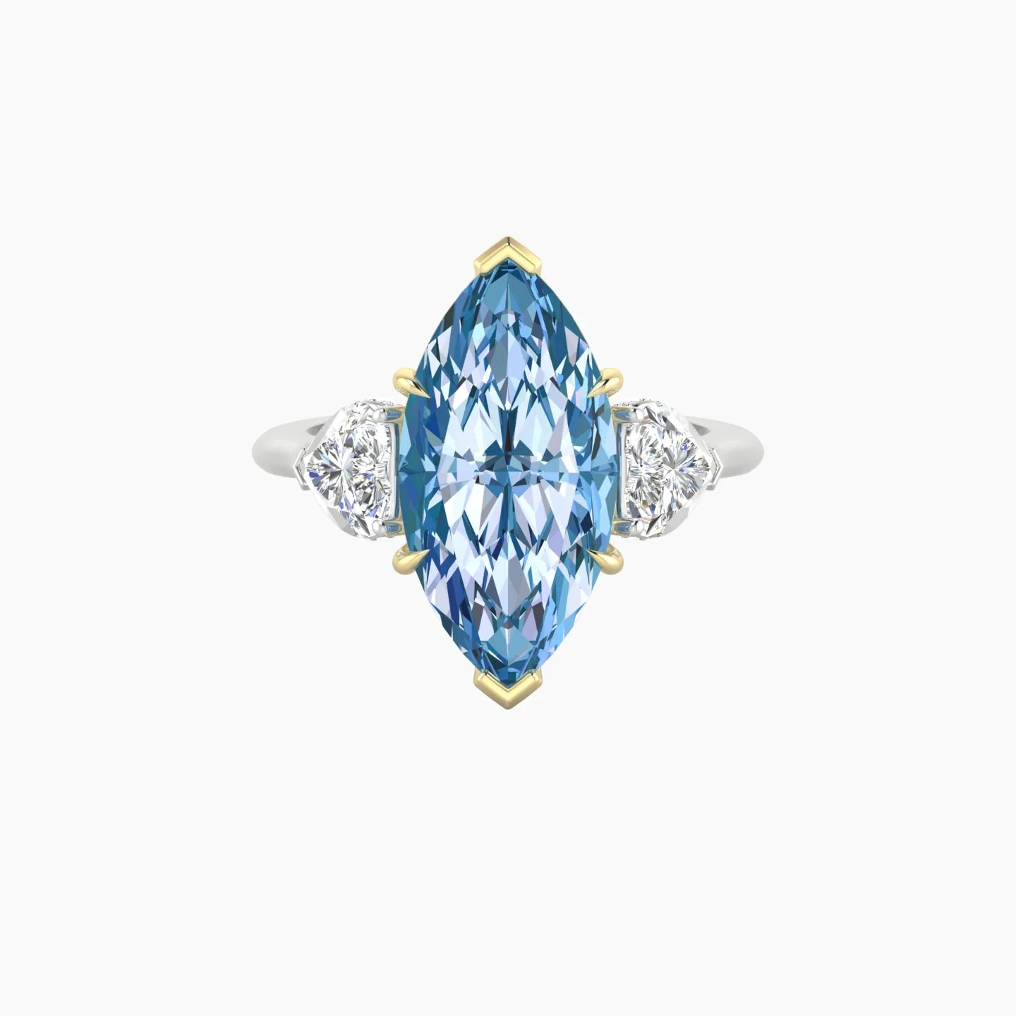 Heart Trilogy | 18k White & Yellow Gold 5 ct Marquise Cut Ring