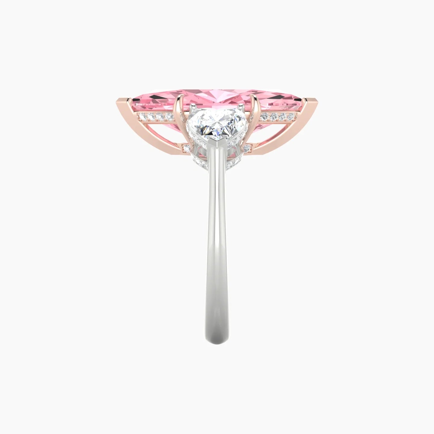Heart Trilogy | 18k White & Rose Gold 5 ct Marquise Cut Ring
