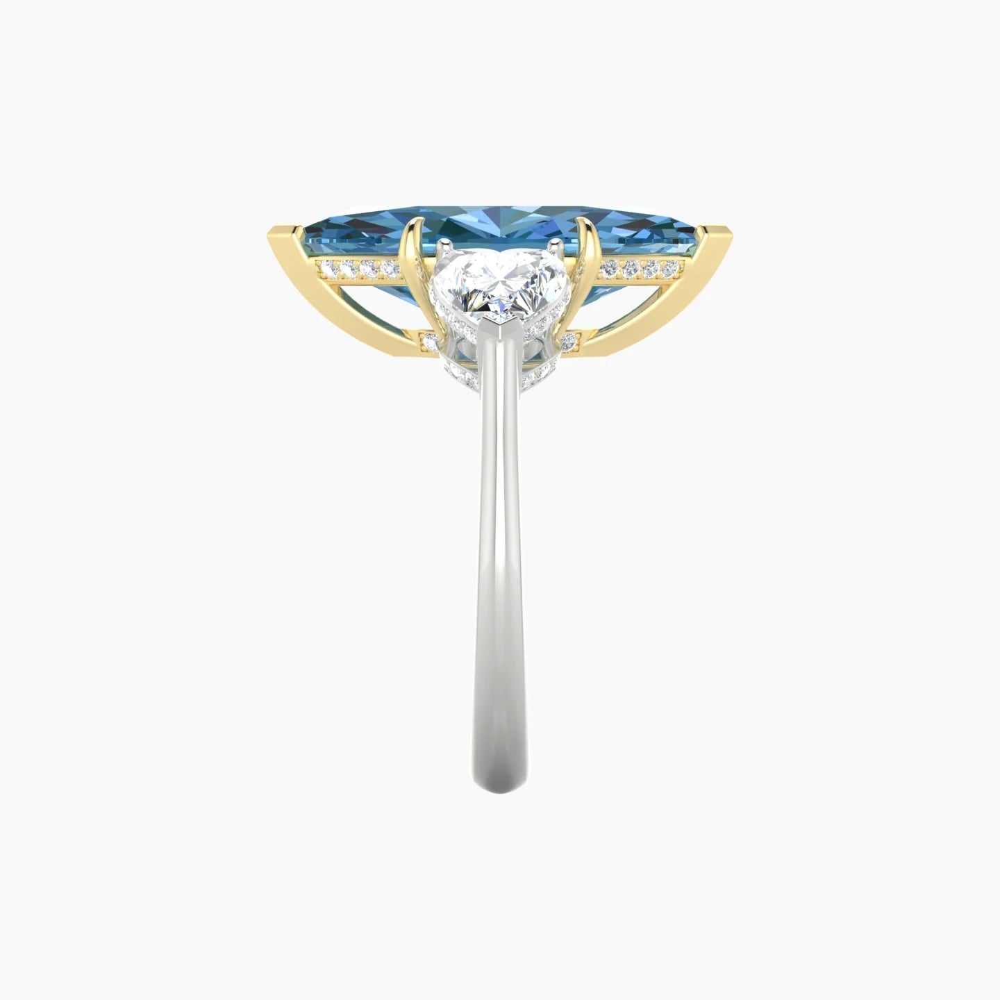 Heart Trilogy | 18k White & Yellow Gold 5 ct Marquise Cut Ring