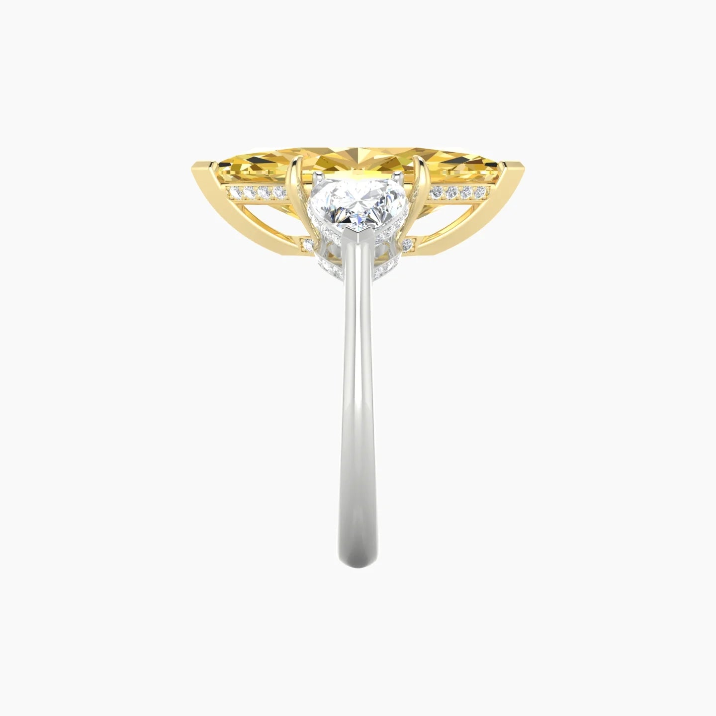 Heart Trilogy | 18k White & Yellow Gold 5 ct Marquise Cut Ring