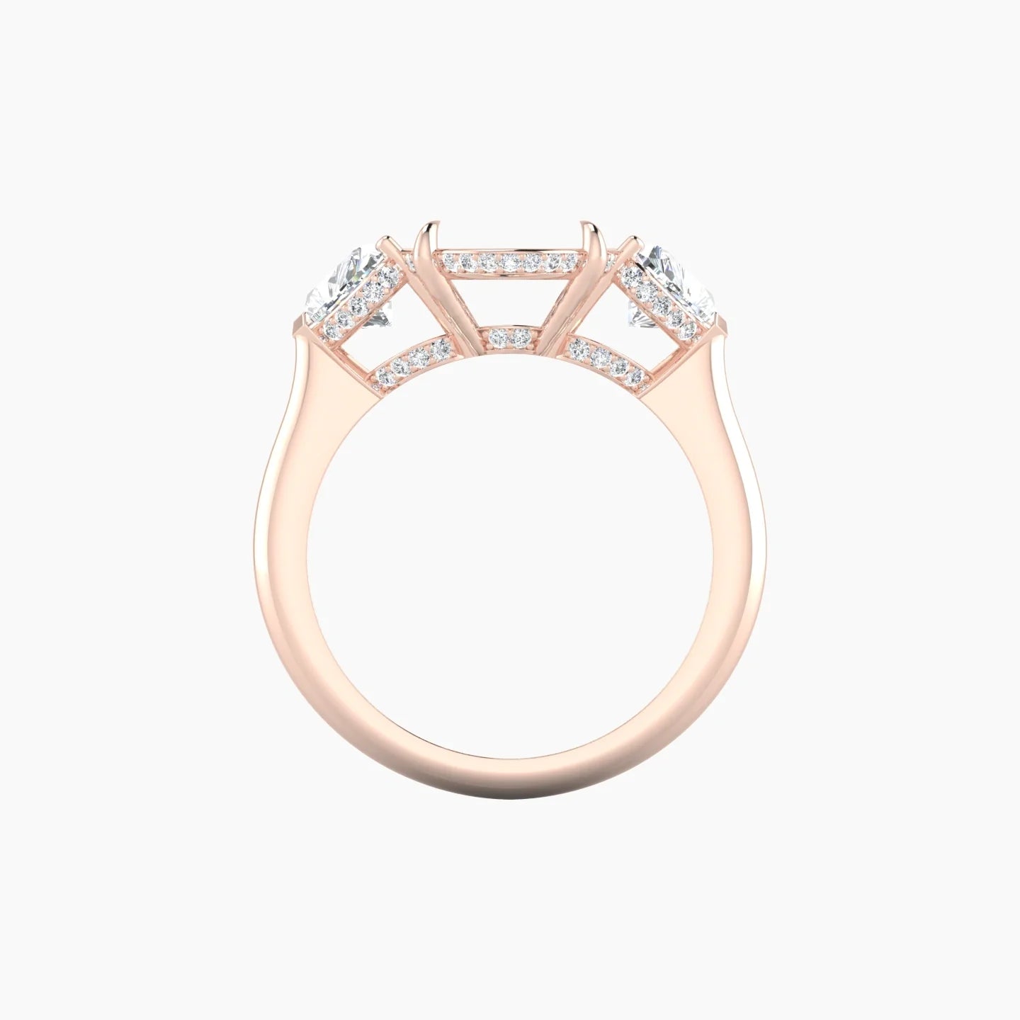 Heart Trilogy | 18k Rose Gold 5-7.99 ct Oval Cut Ring Setting