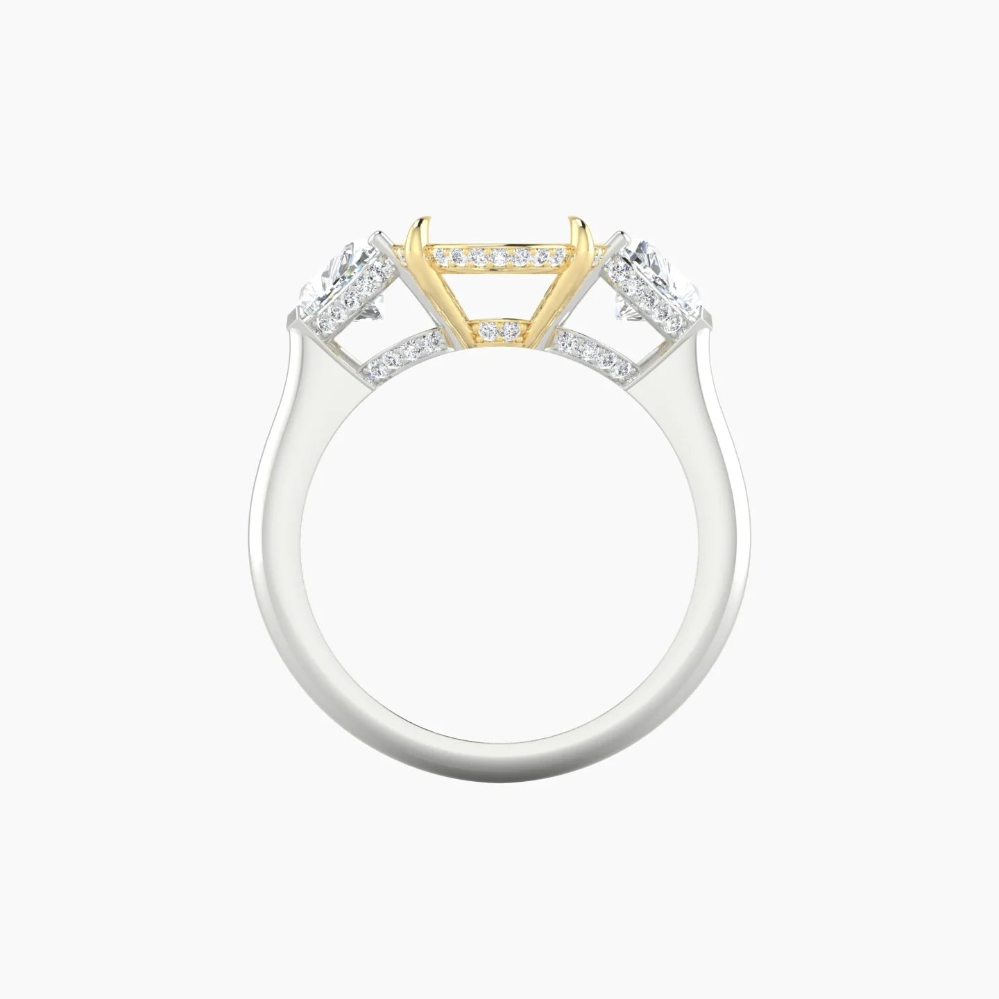 Heart Trilogy | 18k White & Yellow Gold 5-7.99 ct Oval Cut Ring Setting