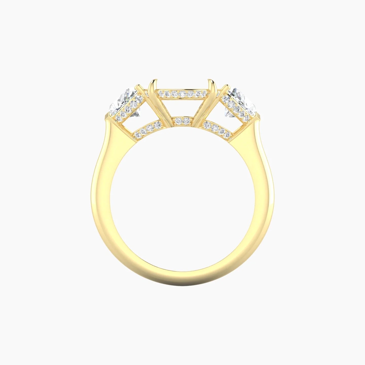Heart Trilogy | 18k Yellow Gold 5-7.99 ct Oval Cut Ring Setting