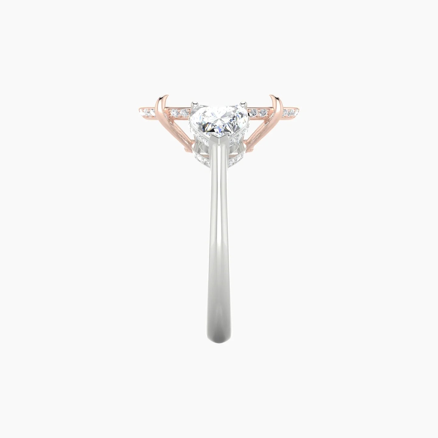 Heart Trilogy | 18k White & Rose Gold 5-7.99 ct Oval Cut Ring Setting