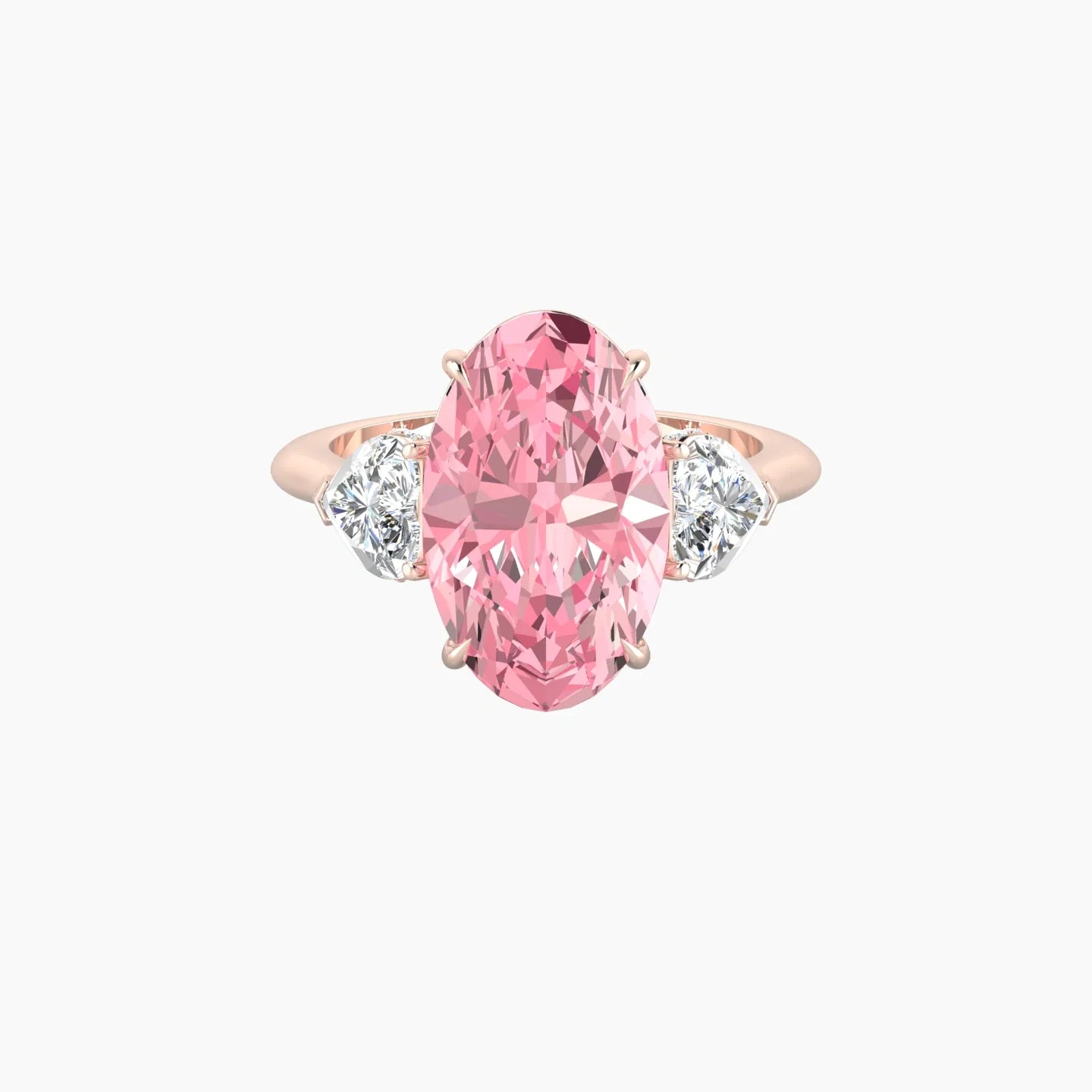 Heart Trilogy | 18k Rose Gold 5 ct Oval Cut Ring