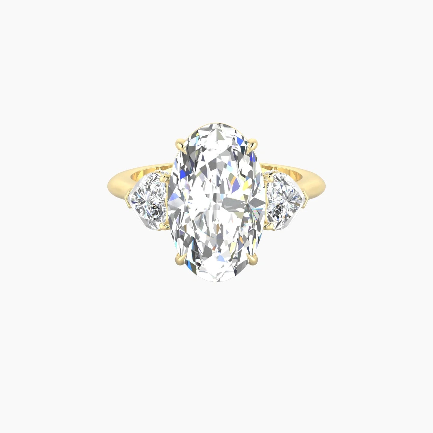 Heart Trilogy | 18k Yellow Gold 5 ct Oval Cut Ring