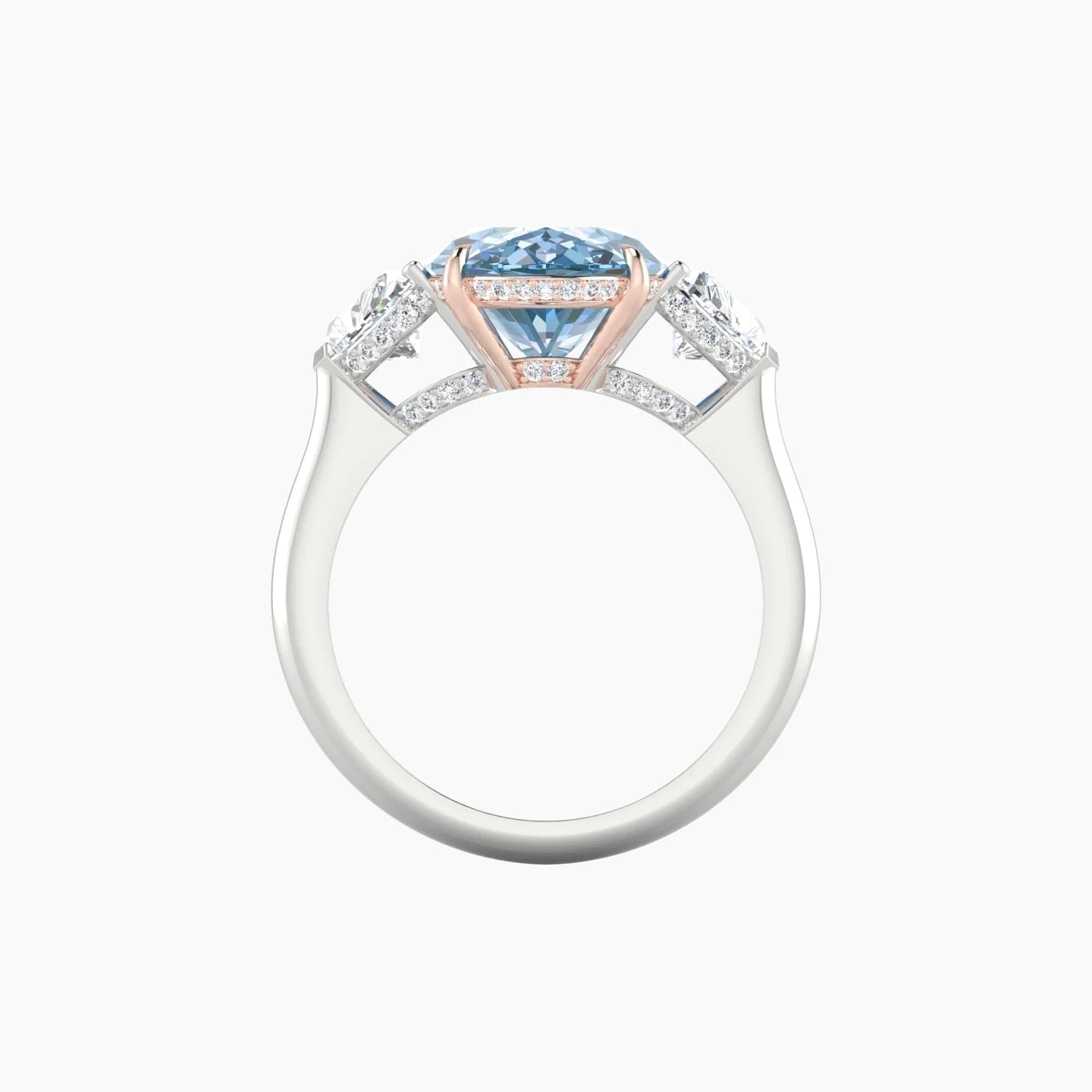 Heart Trilogy | 18k White & Rose Gold 5 ct Oval Cut Ring