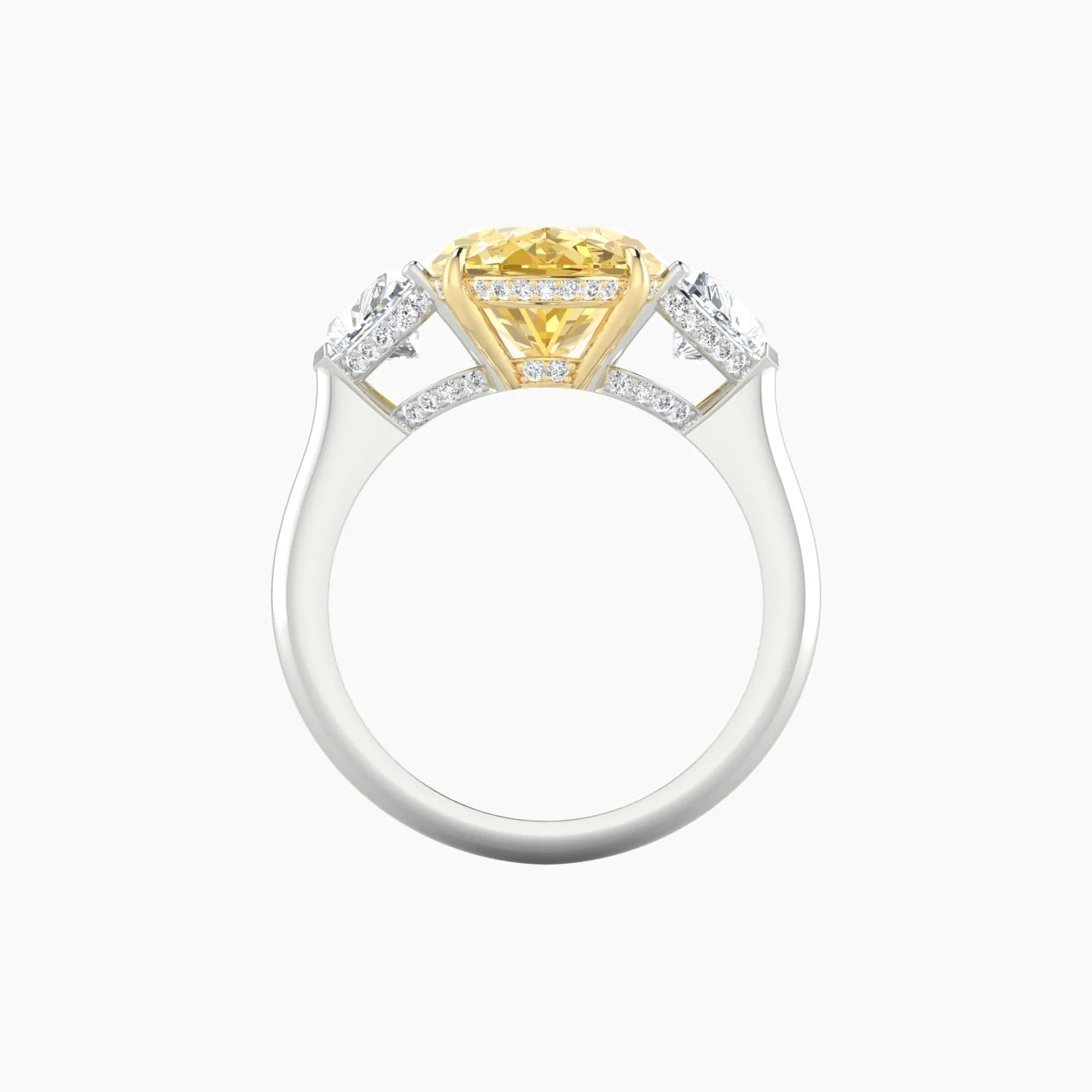 Heart Trilogy | 18k White & Yellow Gold 5 ct Oval Cut Ring