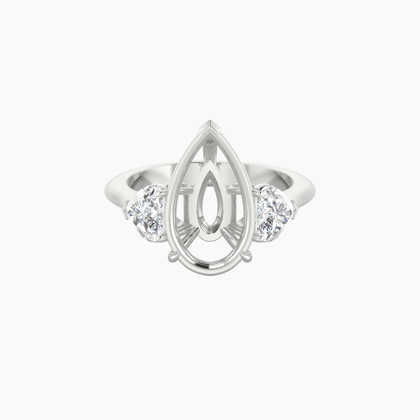 Heart Trilogy | 18k White Gold 5-7.99 ct Pear Cut Ring Setting