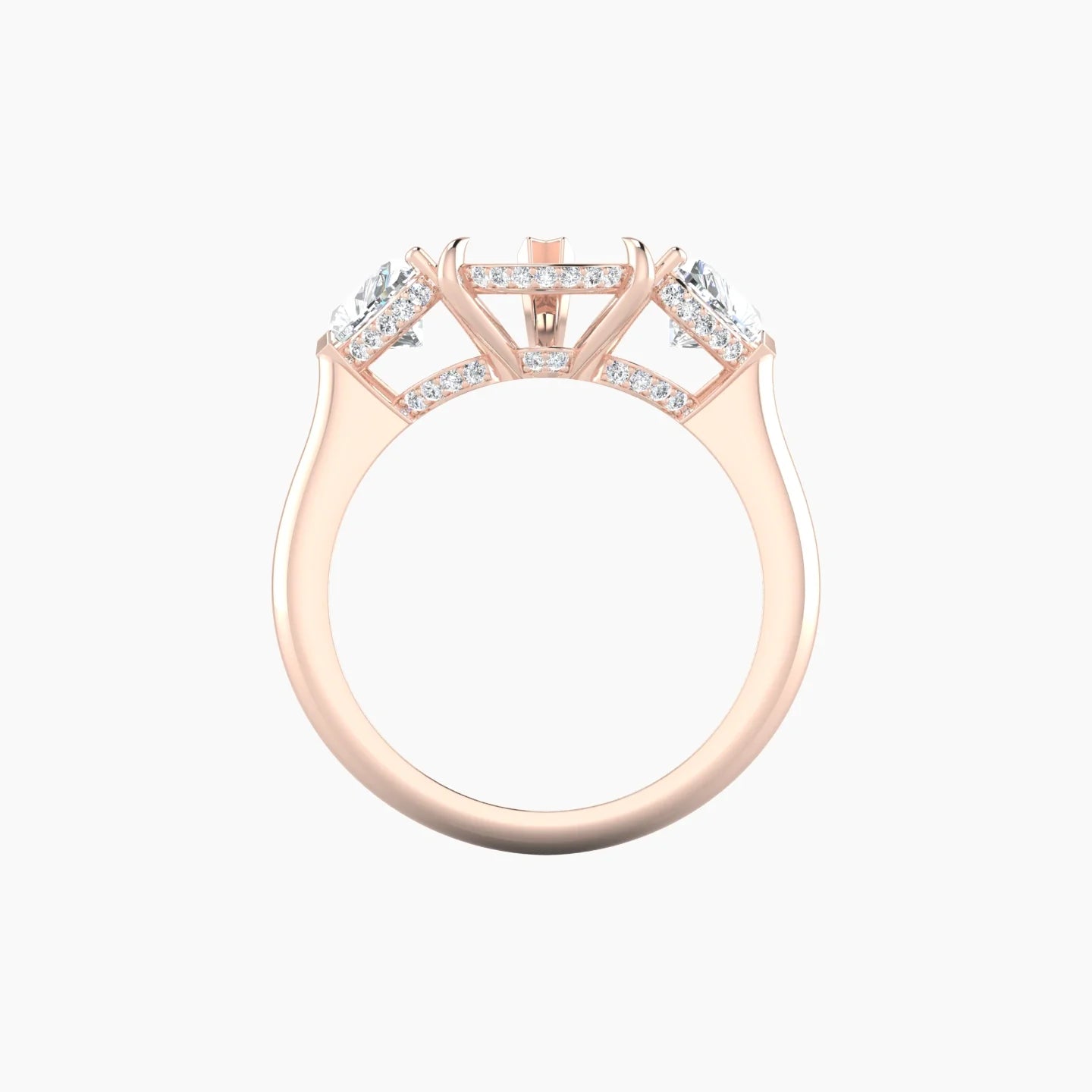 Heart Trilogy | 18k Rose Gold 5-7.99 ct Pear Cut Ring Setting