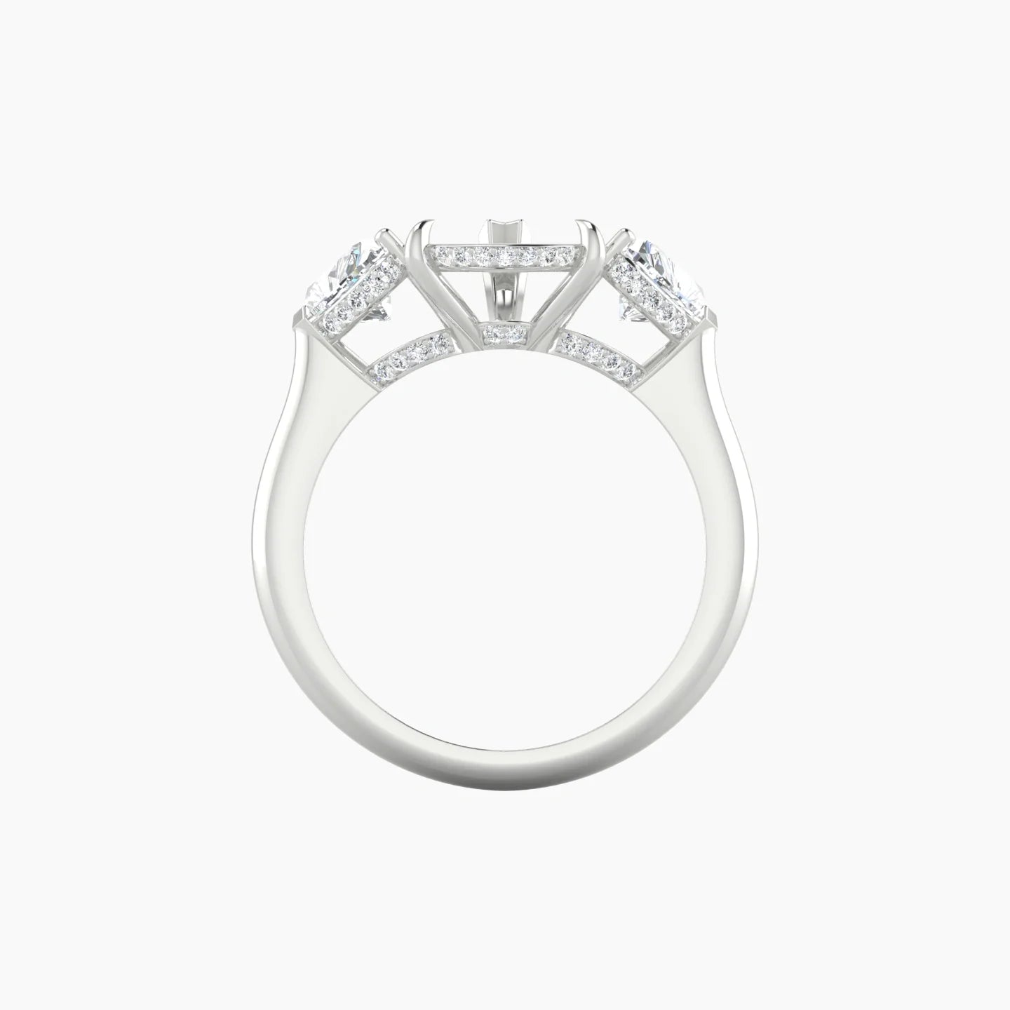 Heart Trilogy | 18k White Gold 5-7.99 ct Pear Cut Ring Setting