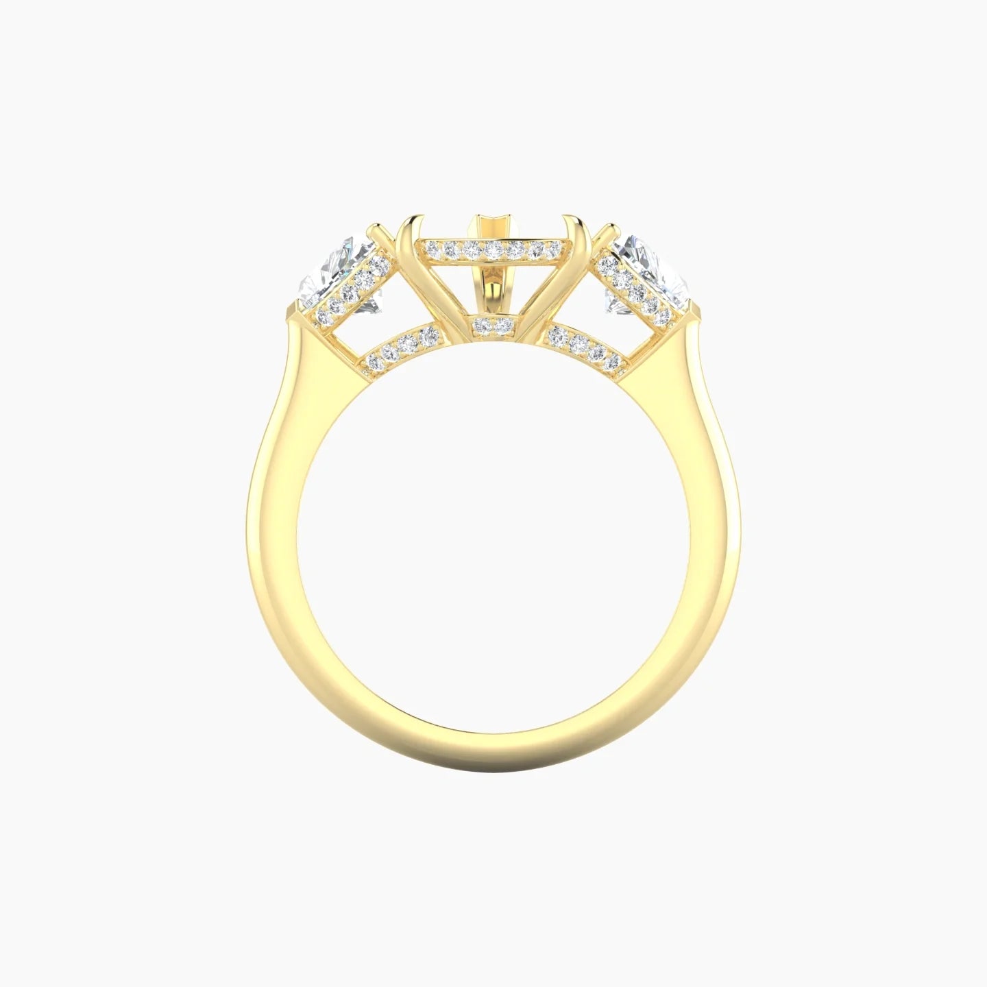 Heart Trilogy | 18k Yellow Gold 5-7.99 ct Pear Cut Ring Setting