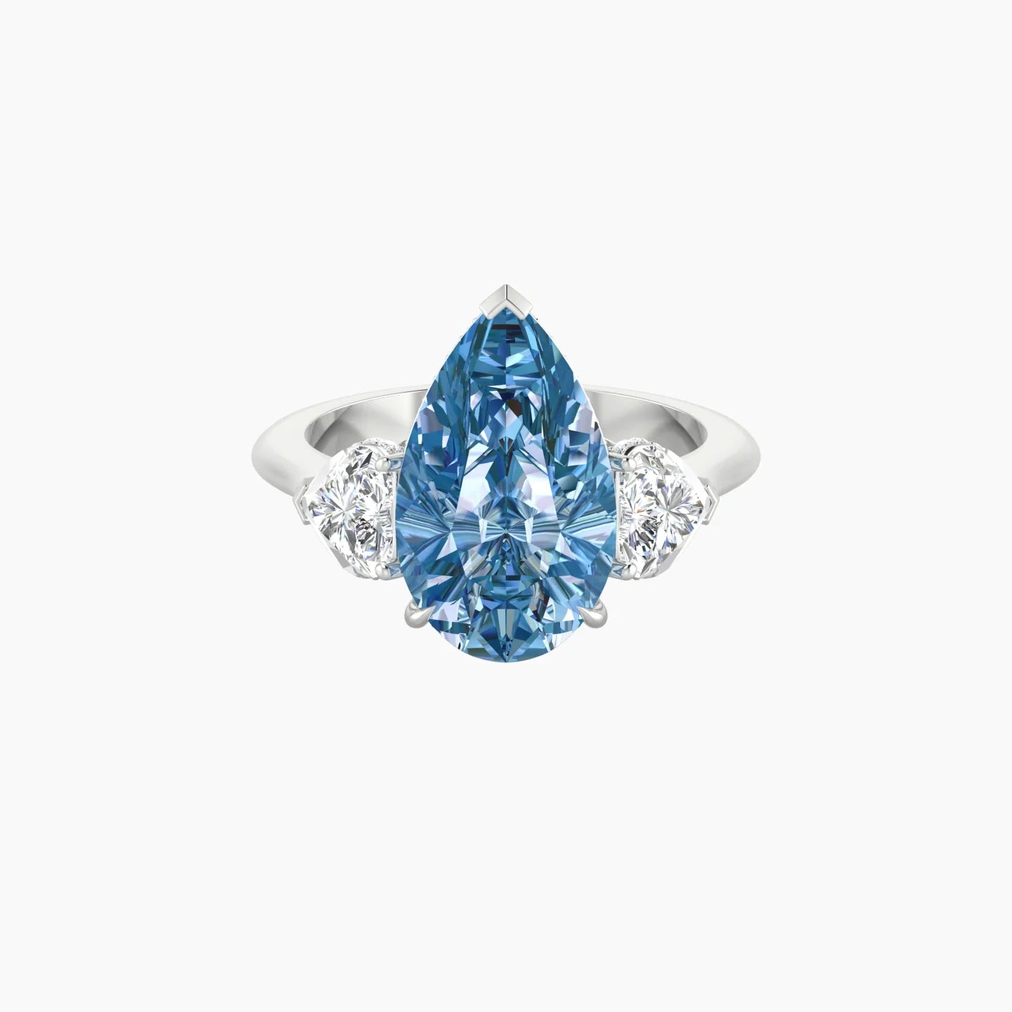 Intricate Heart Trilogy | 18k White Gold 5 ct Pear Pink Lab Diamond Ring