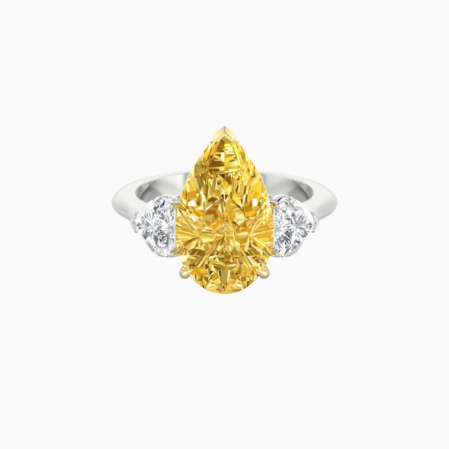 Heart Trilogy | 18k White & Yellow Gold 5 ct Pear Cut Ring