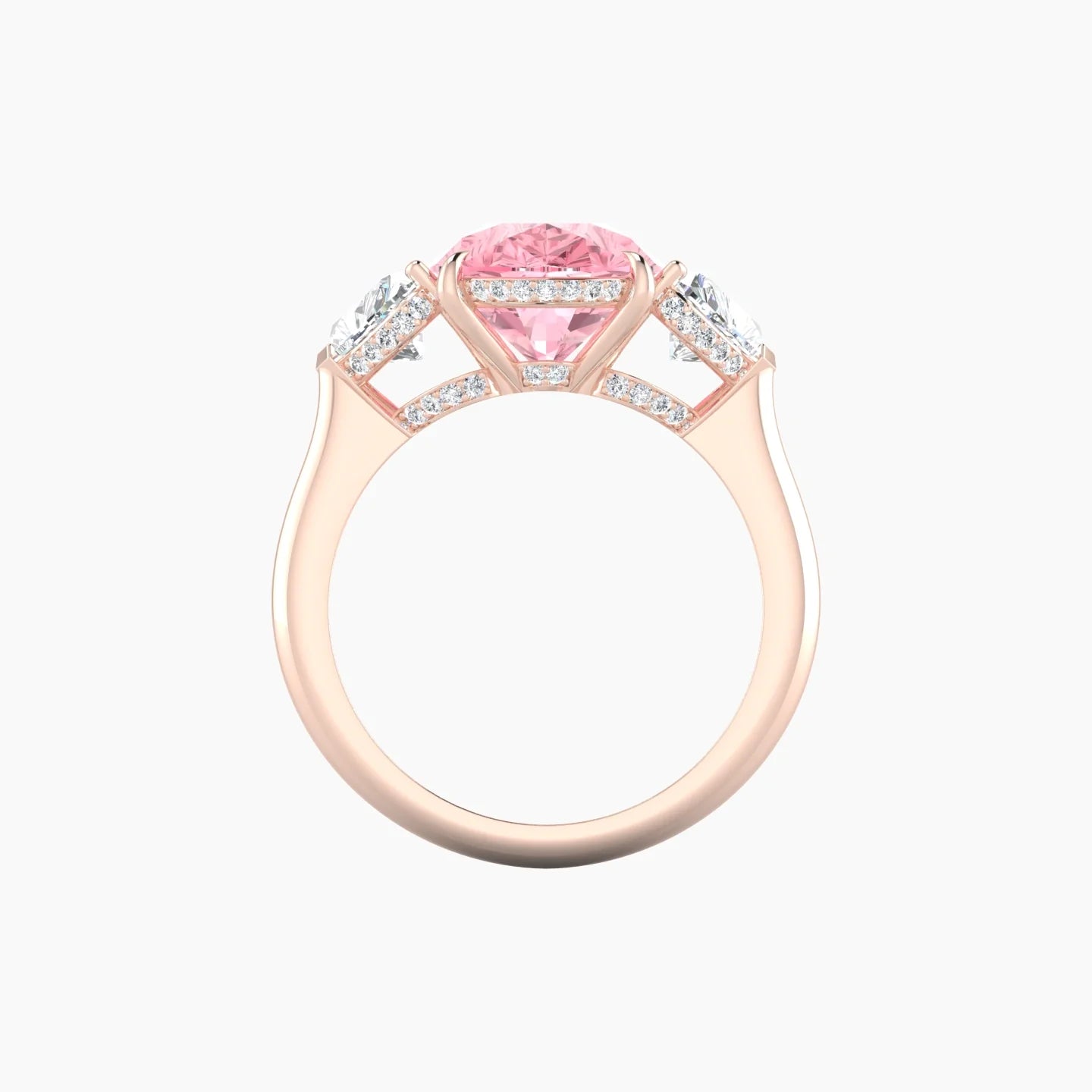 Intricate Heart Trilogy | 18k Rose Gold 5 ct Pear Pink Lab Diamond Ring