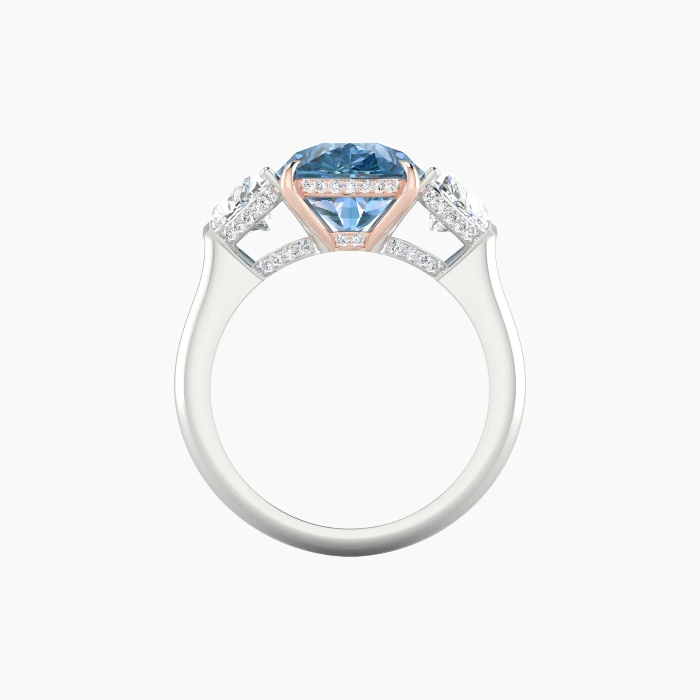 Intricate Heart Trilogy | 18k White & Rose Gold 5 ct Pear Pink Lab Diamond Ring