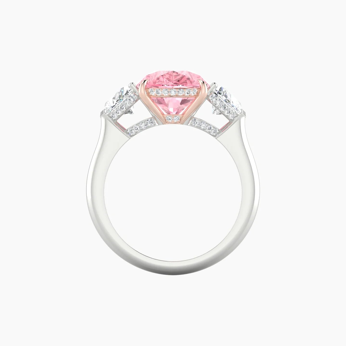 Intricate Heart Trilogy | 18k White & Rose Gold 5 ct Pear Pink Lab Diamond Ring
